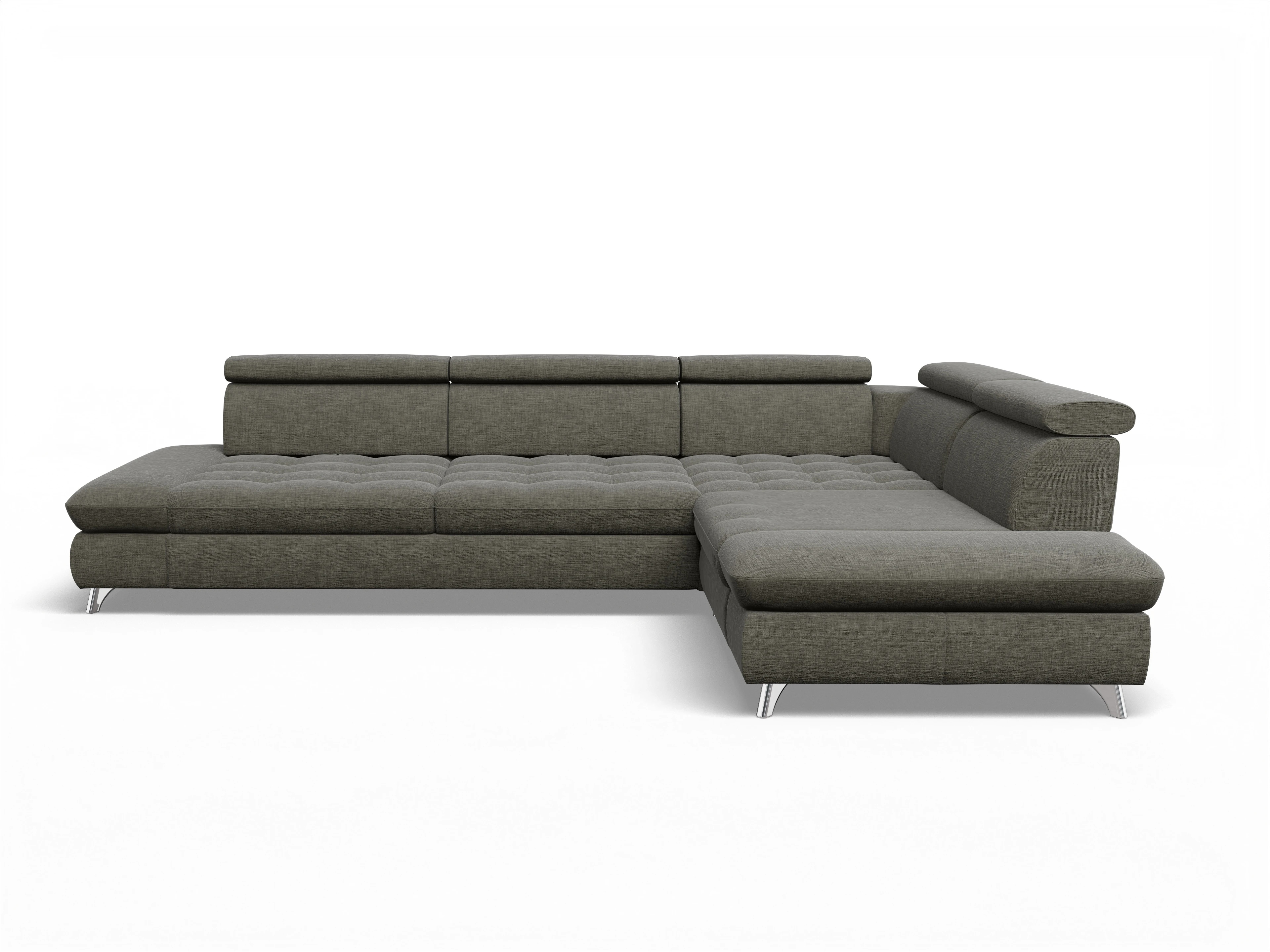 Ansicht des Produktes Memphis Stoff Ecksofa rechts mit Armlehne in Stoff Braun