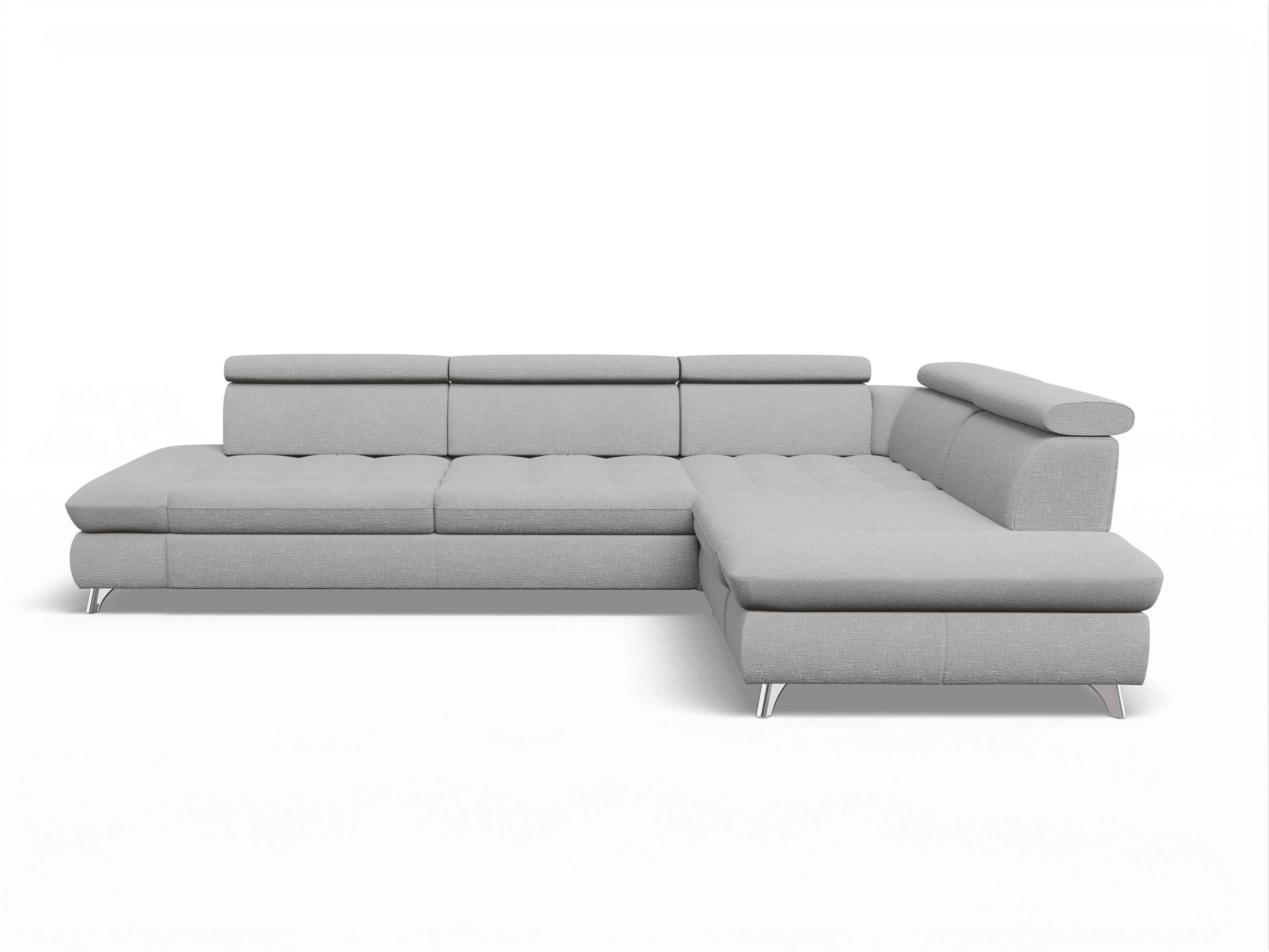 Ansicht des Produktes Memphis Stoff Ecksofa rechts mit Armlehne in Stoff Grau