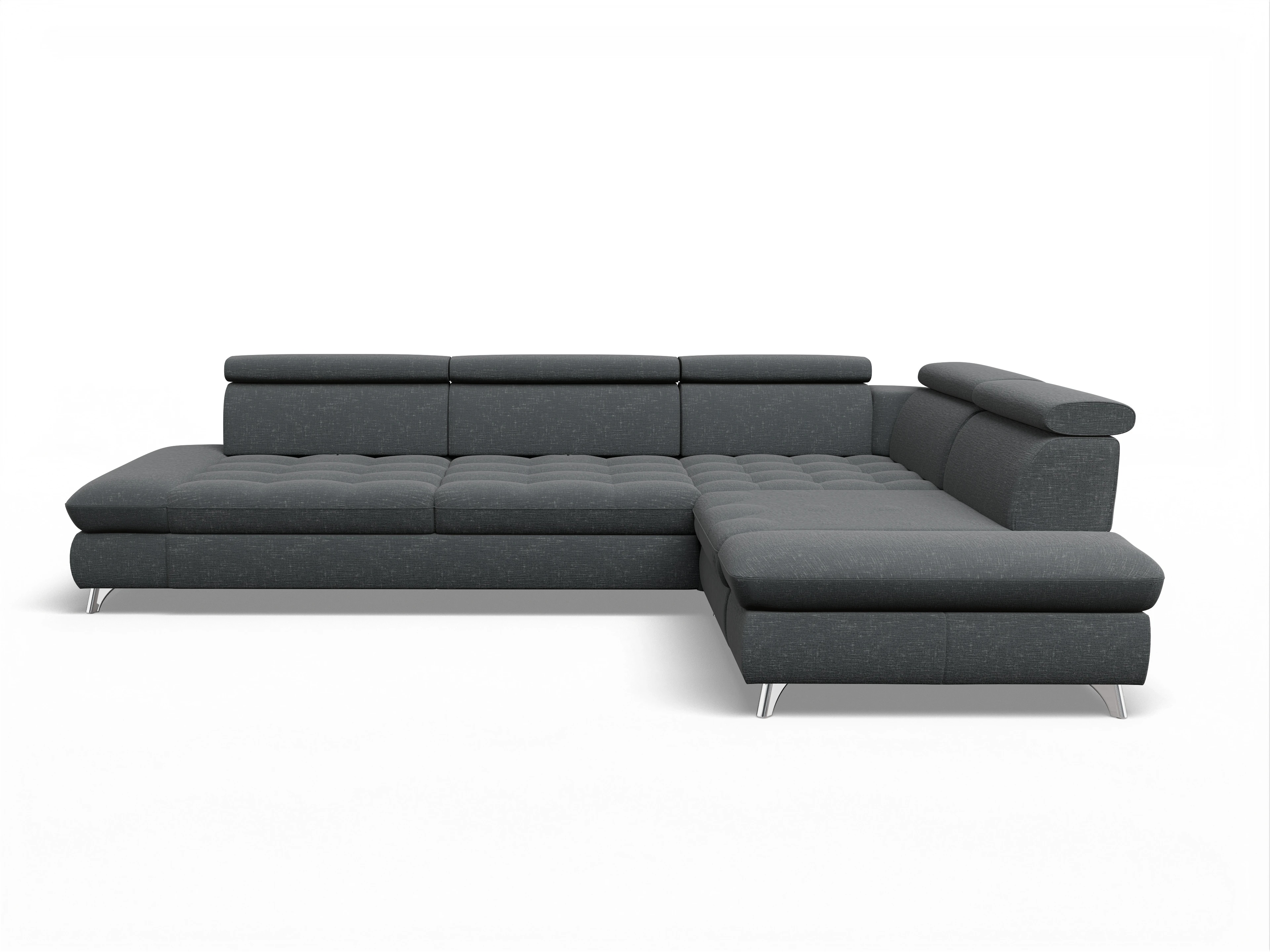 Ansicht des Produktes Memphis Stoff Ecksofa rechts mit Armlehne in Stoff Grau