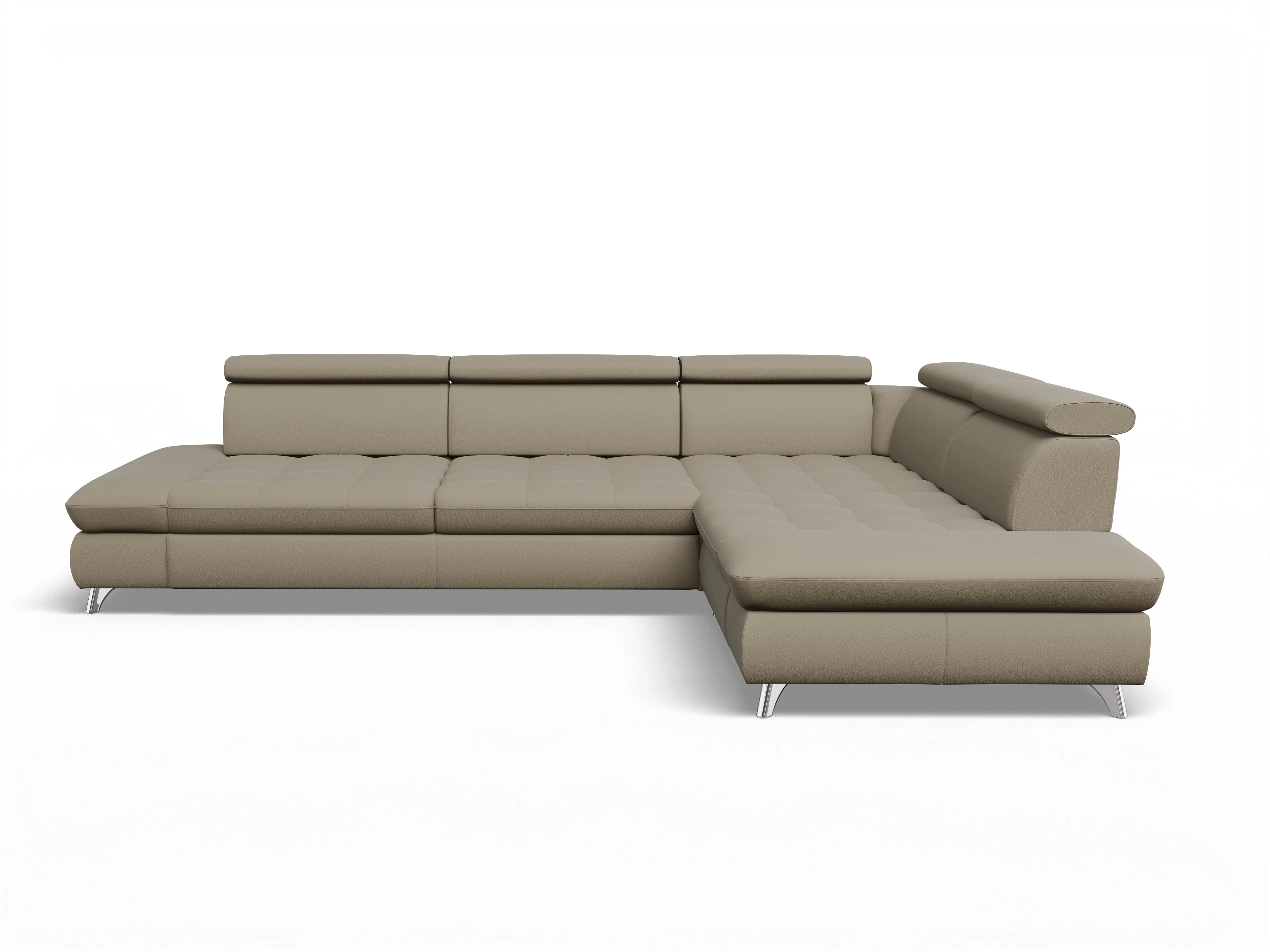 Ansicht des Produktes Memphis Stoff Ecksofa rechts mit Armlehne in Leder Braun