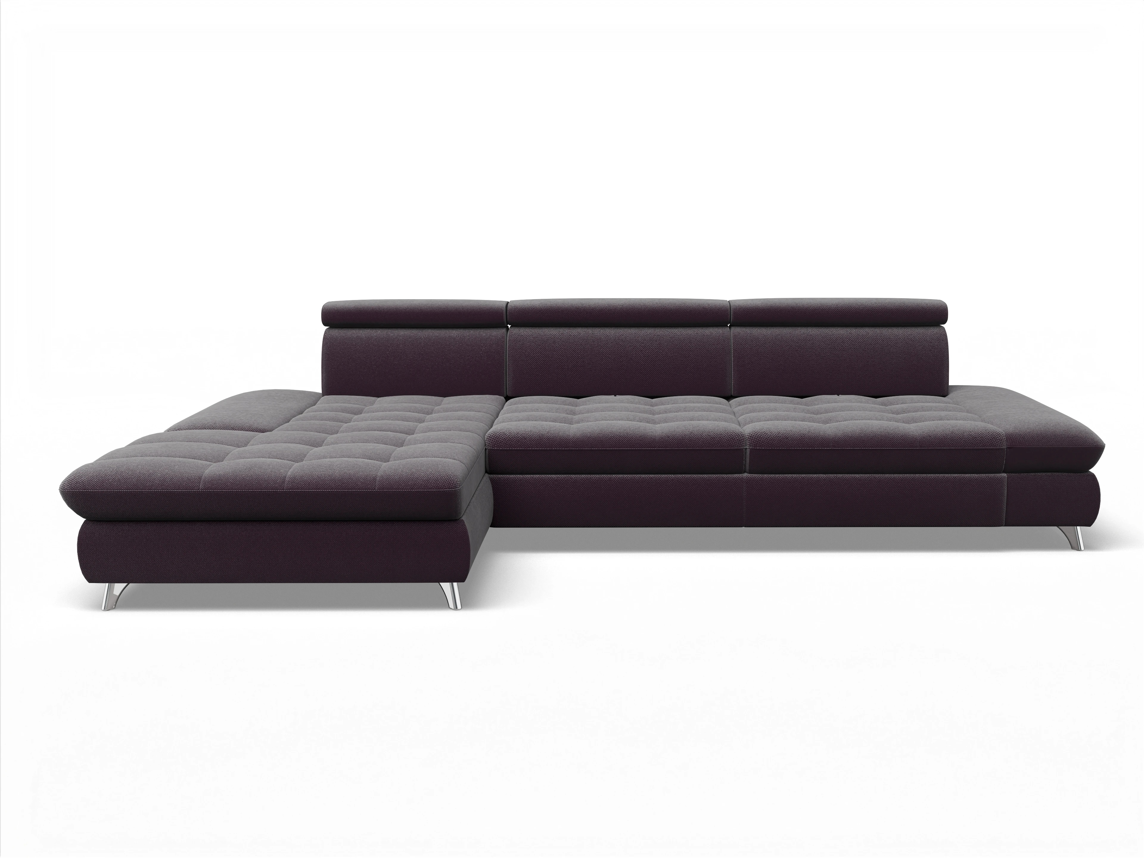 Ansicht des Produktes Memphis Stoff Ecksofa links Abschluss offen in Stoff Rot