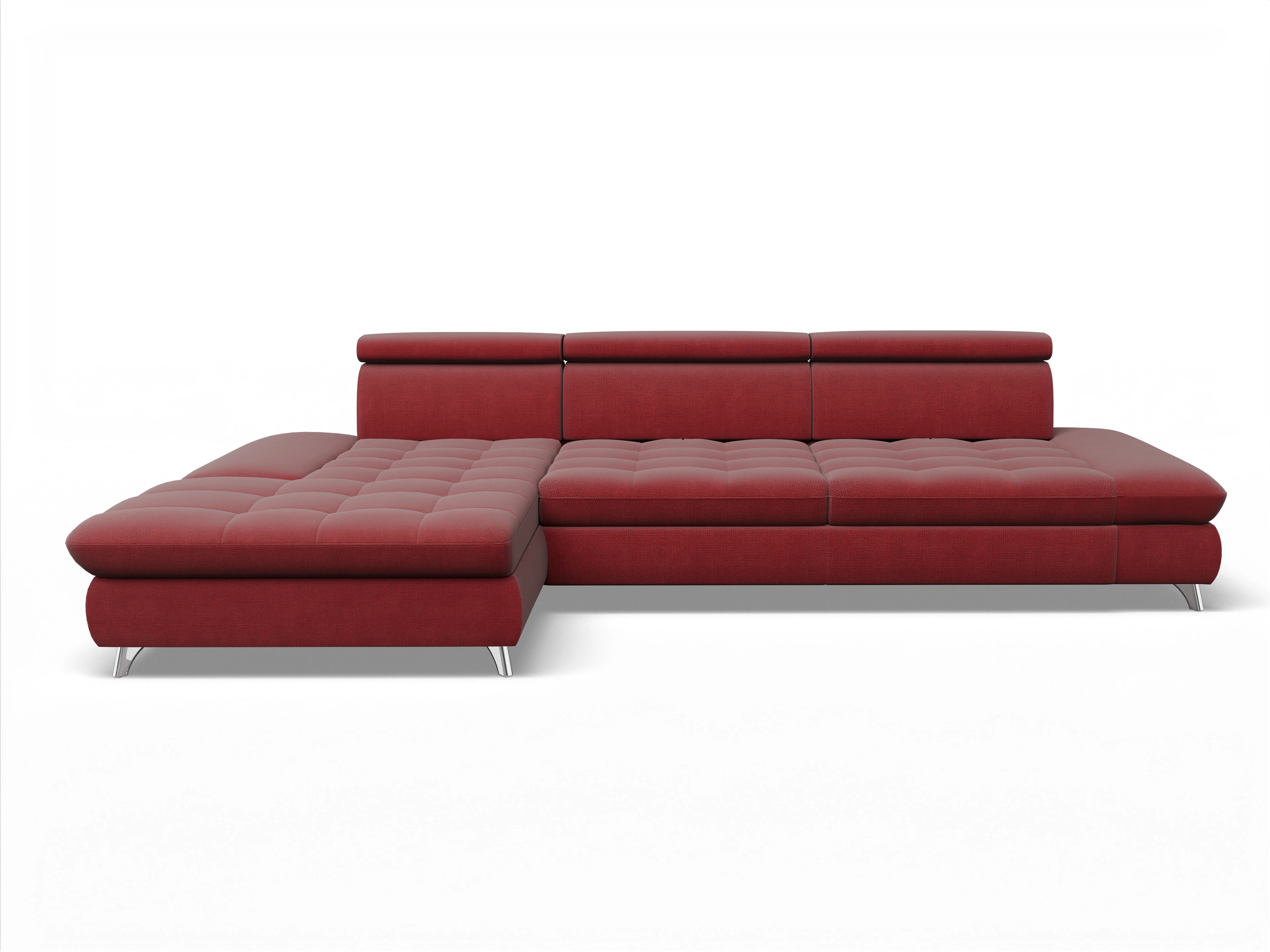 Ansicht des Produktes Memphis Stoff Ecksofa links Abschluss offen in Stoff Rot