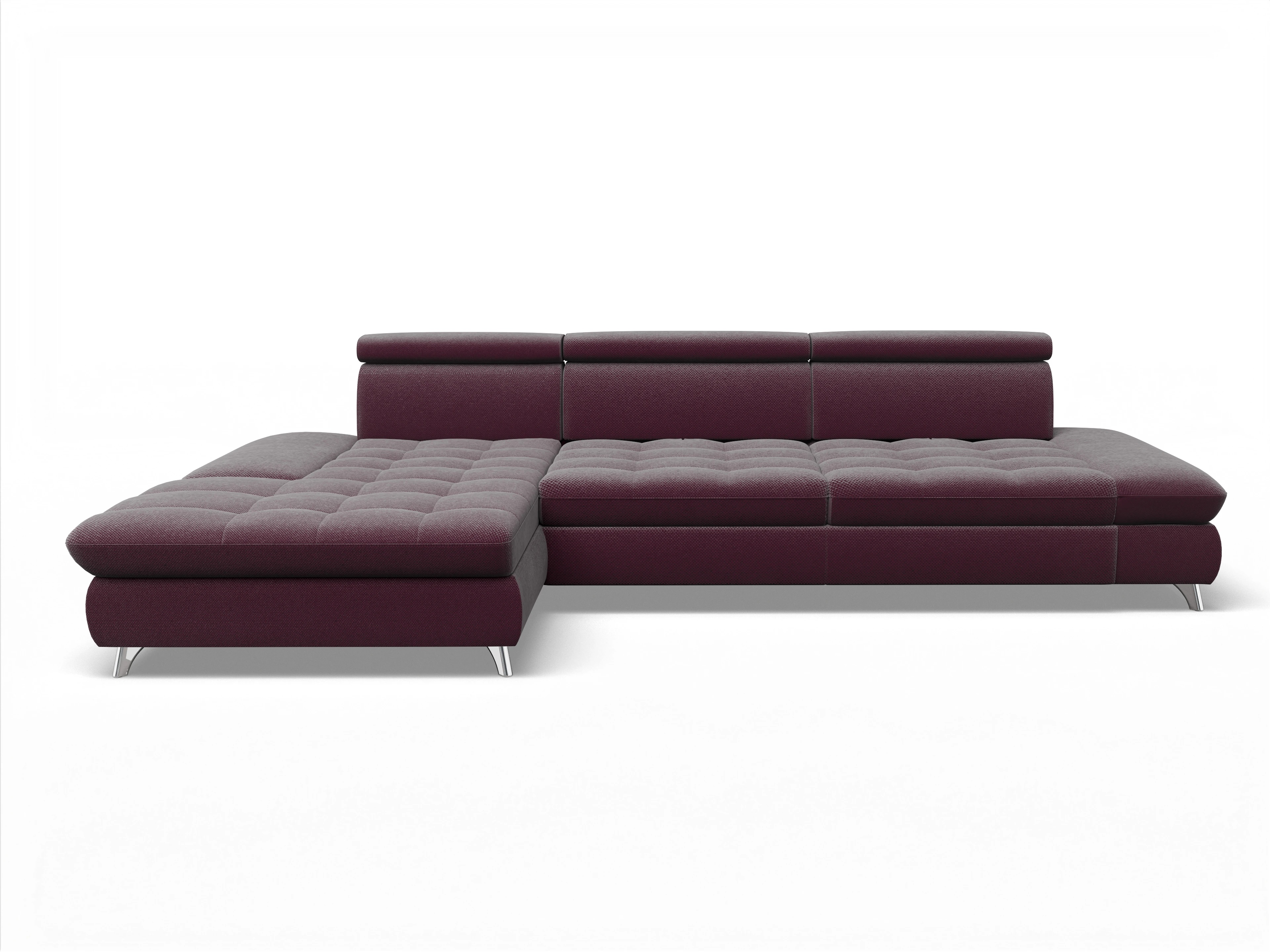 Ansicht des Produktes Memphis Stoff Ecksofa links Abschluss offen in Stoff Rot