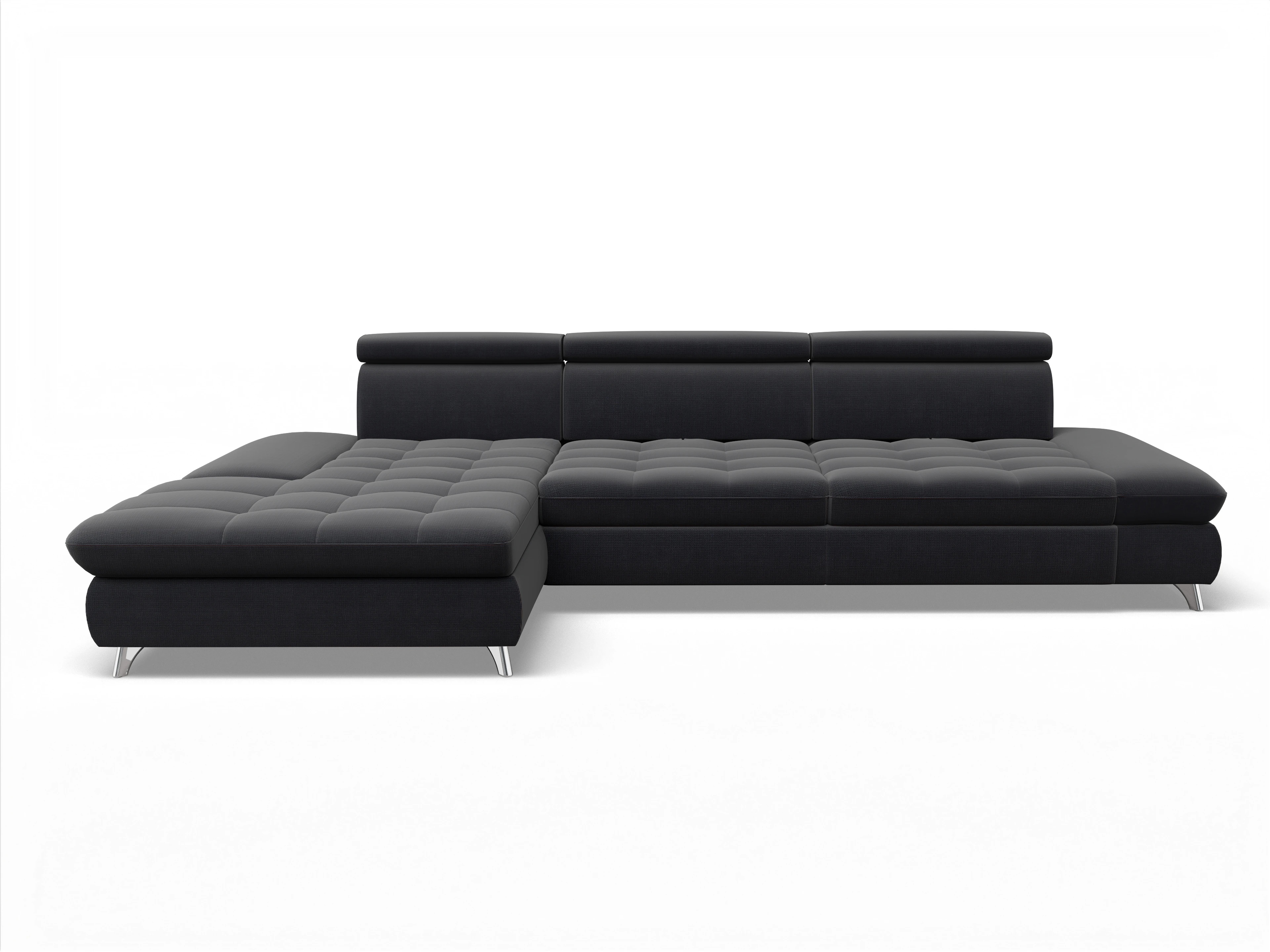 Ansicht des Produktes Memphis Stoff Ecksofa links Abschluss offen in Stoff Blau