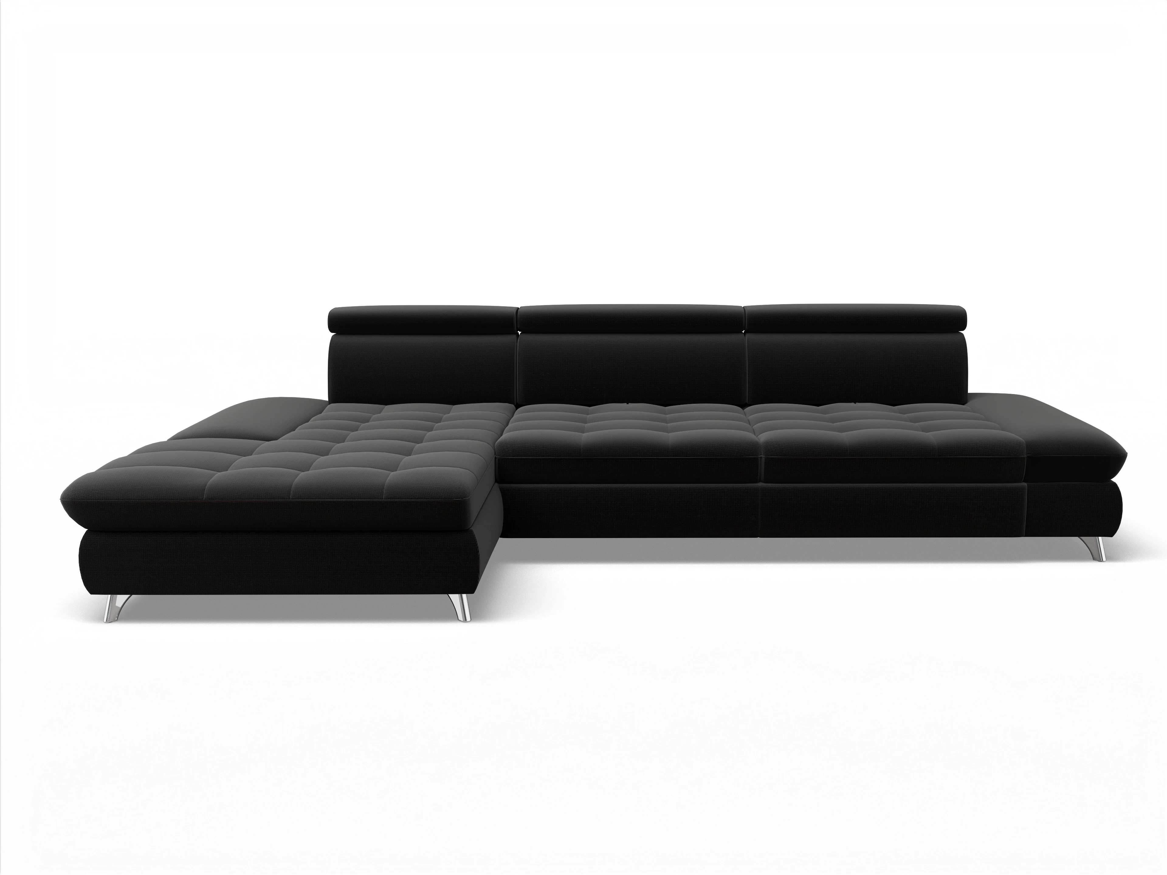Ansicht des Produktes Memphis Stoff Ecksofa links Abschluss offen in Stoff Schwarz