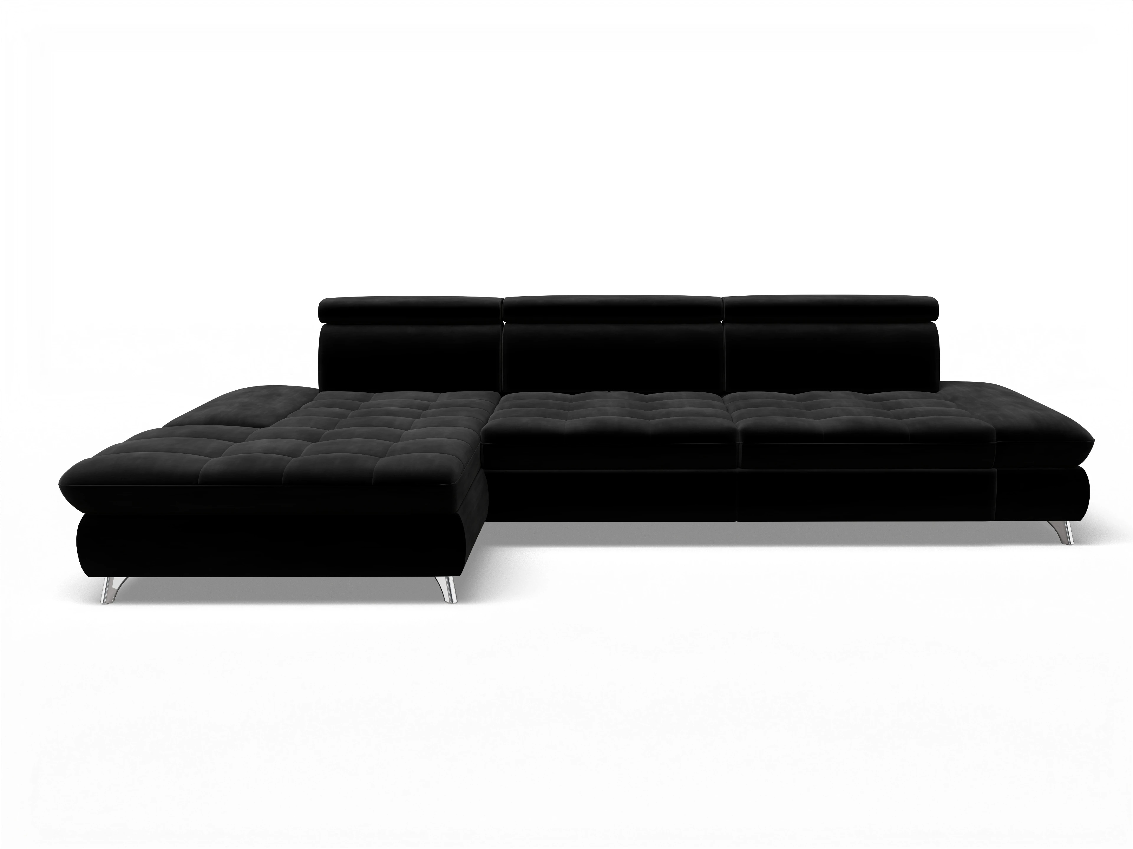 Ansicht des Produktes Memphis Stoff Ecksofa links Abschluss offen in Stoff Schwarz