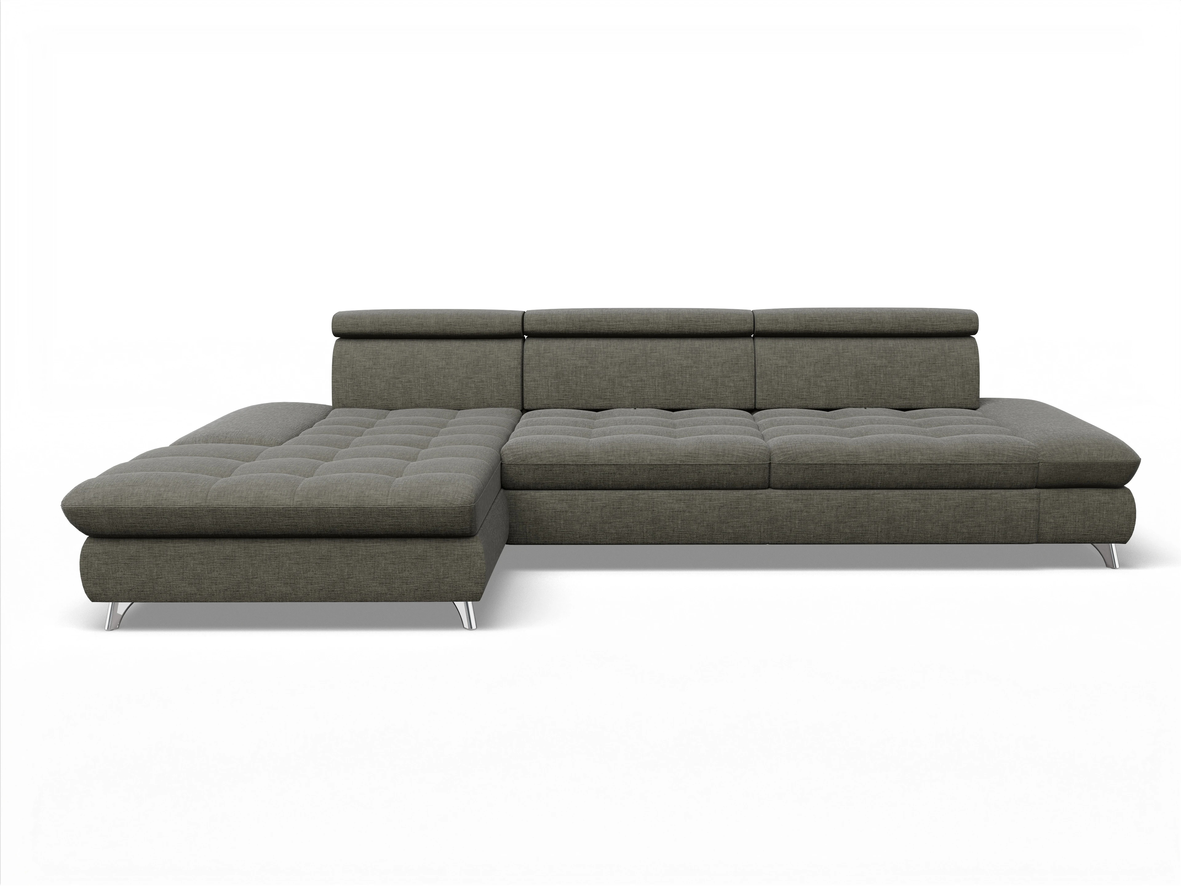 Ansicht des Produktes Memphis Stoff Ecksofa links Abschluss offen in Stoff Braun