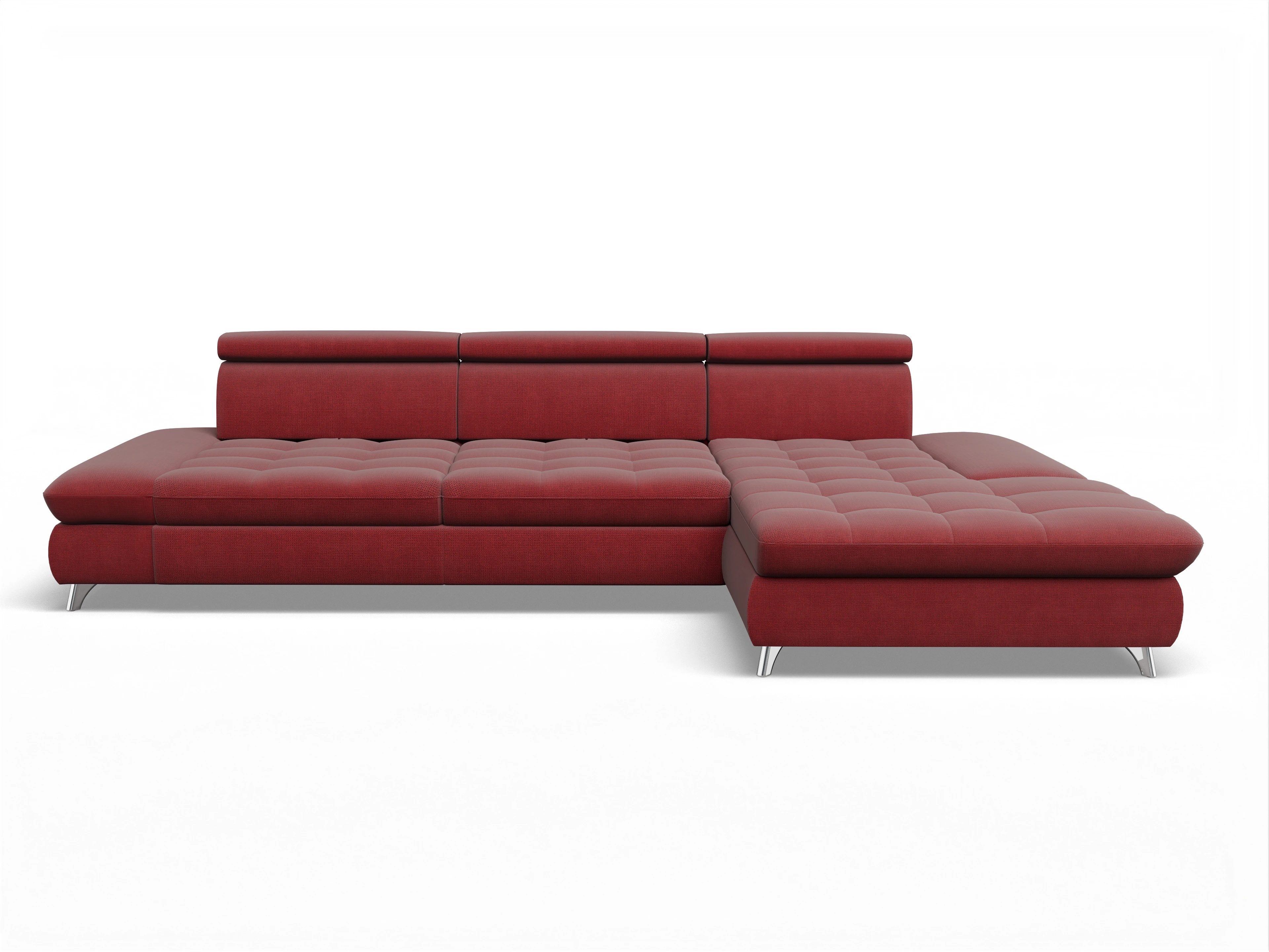 Ansicht des Produktes Memphis Stoff Ecksofa rechts Abschluss offen in Stoff Rot
