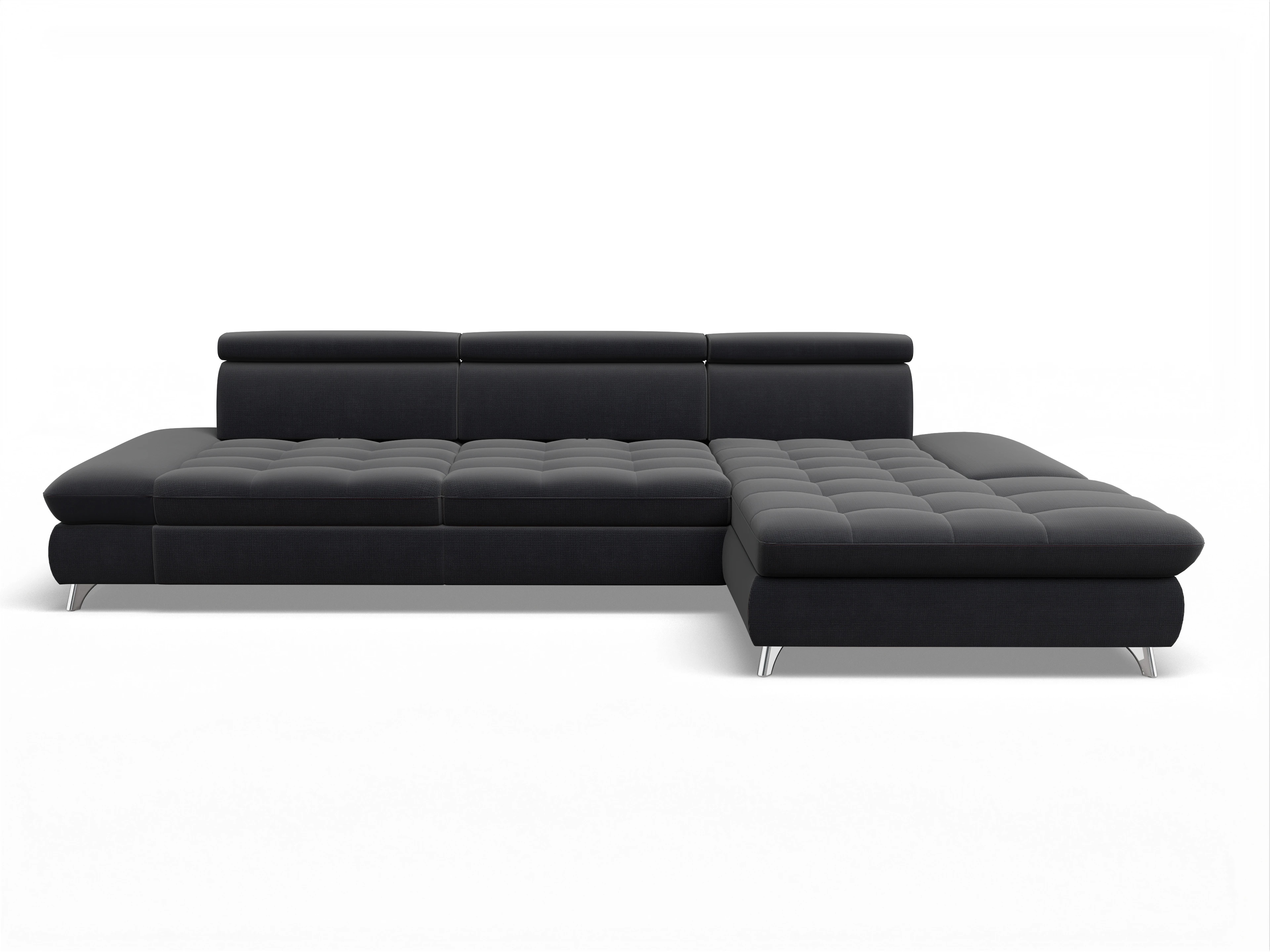 Ansicht des Produktes Memphis Stoff Ecksofa rechts Abschluss offen in Stoff Blau