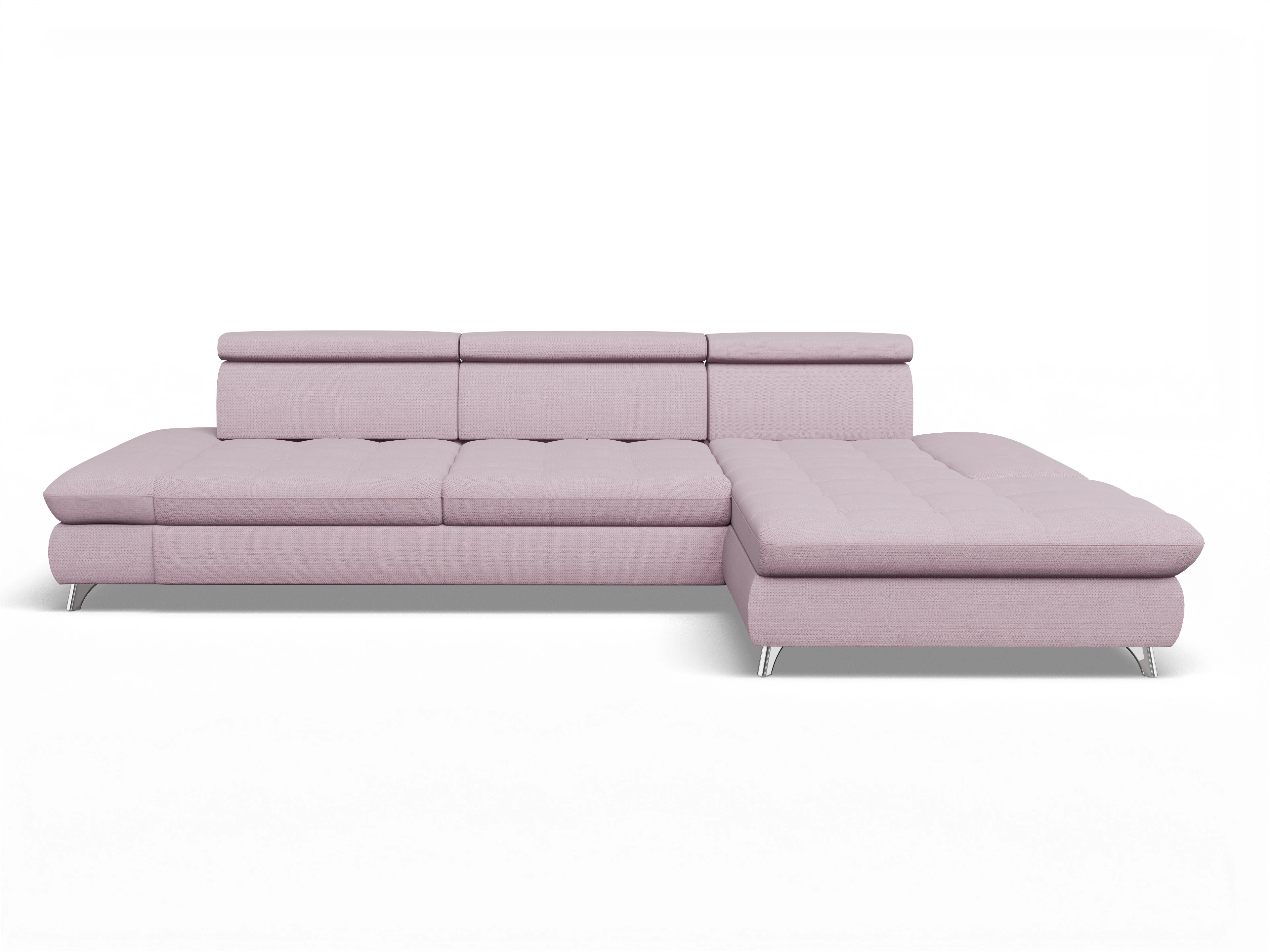 Ansicht des Produktes Memphis Stoff Ecksofa rechts Abschluss offen in Stoff Rosa