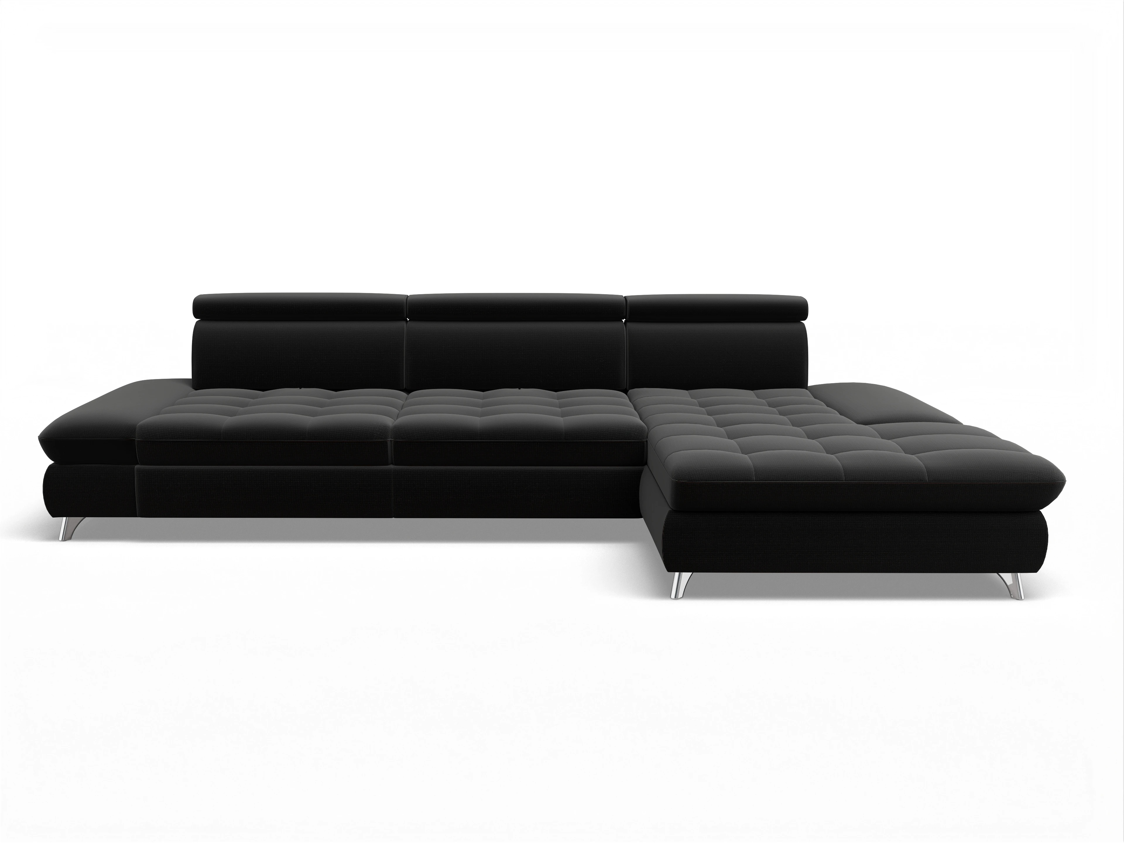 Ansicht des Produktes Memphis Stoff Ecksofa rechts Abschluss offen in Stoff Schwarz