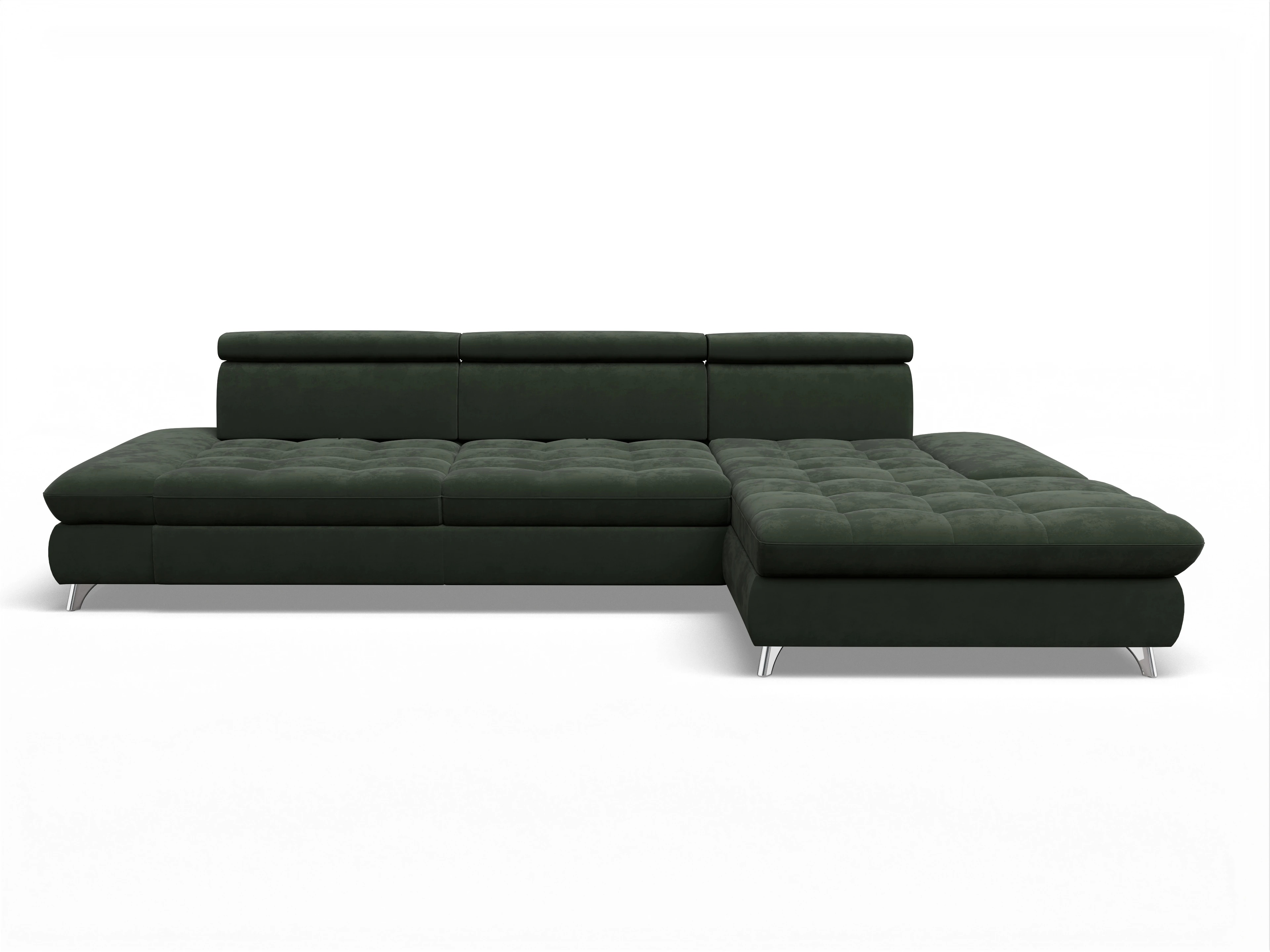 Ansicht des Produktes Memphis Stoff Ecksofa rechts Abschluss offen in Stoff Grün