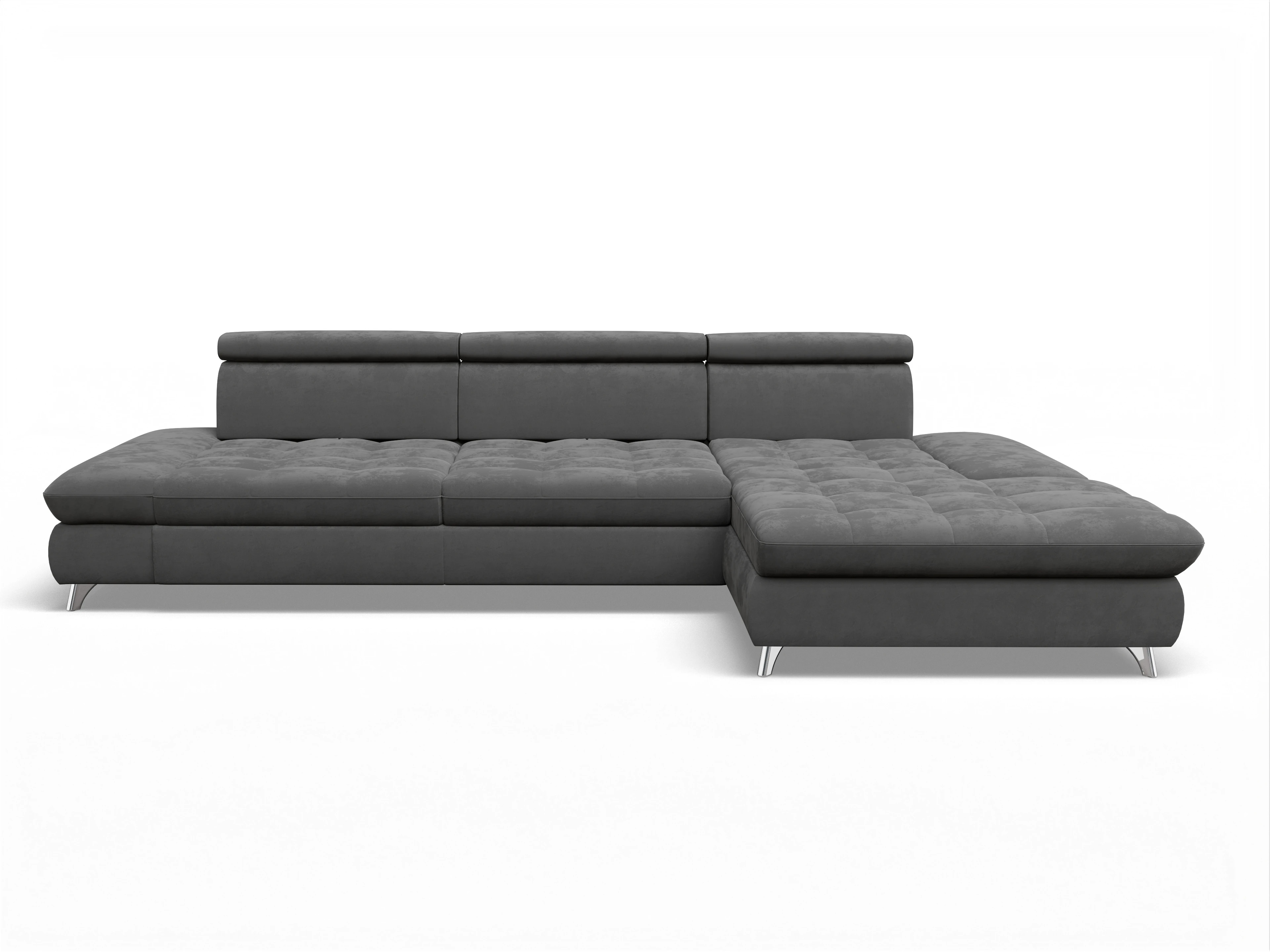 Ansicht des Produktes Memphis Stoff Ecksofa rechts Abschluss offen in Stoff Grau
