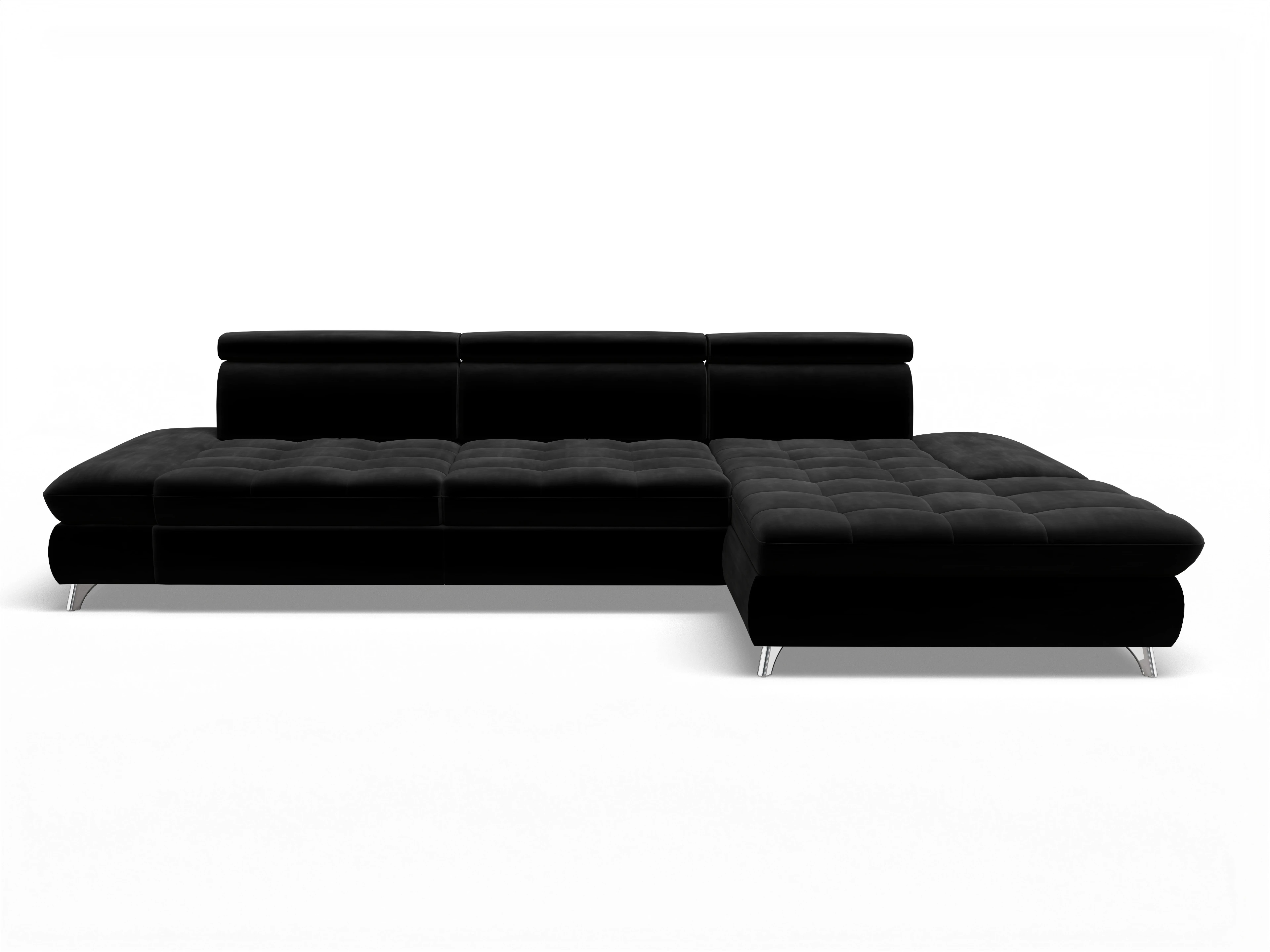 Ansicht des Produktes Memphis Stoff Ecksofa rechts Abschluss offen in Stoff Schwarz