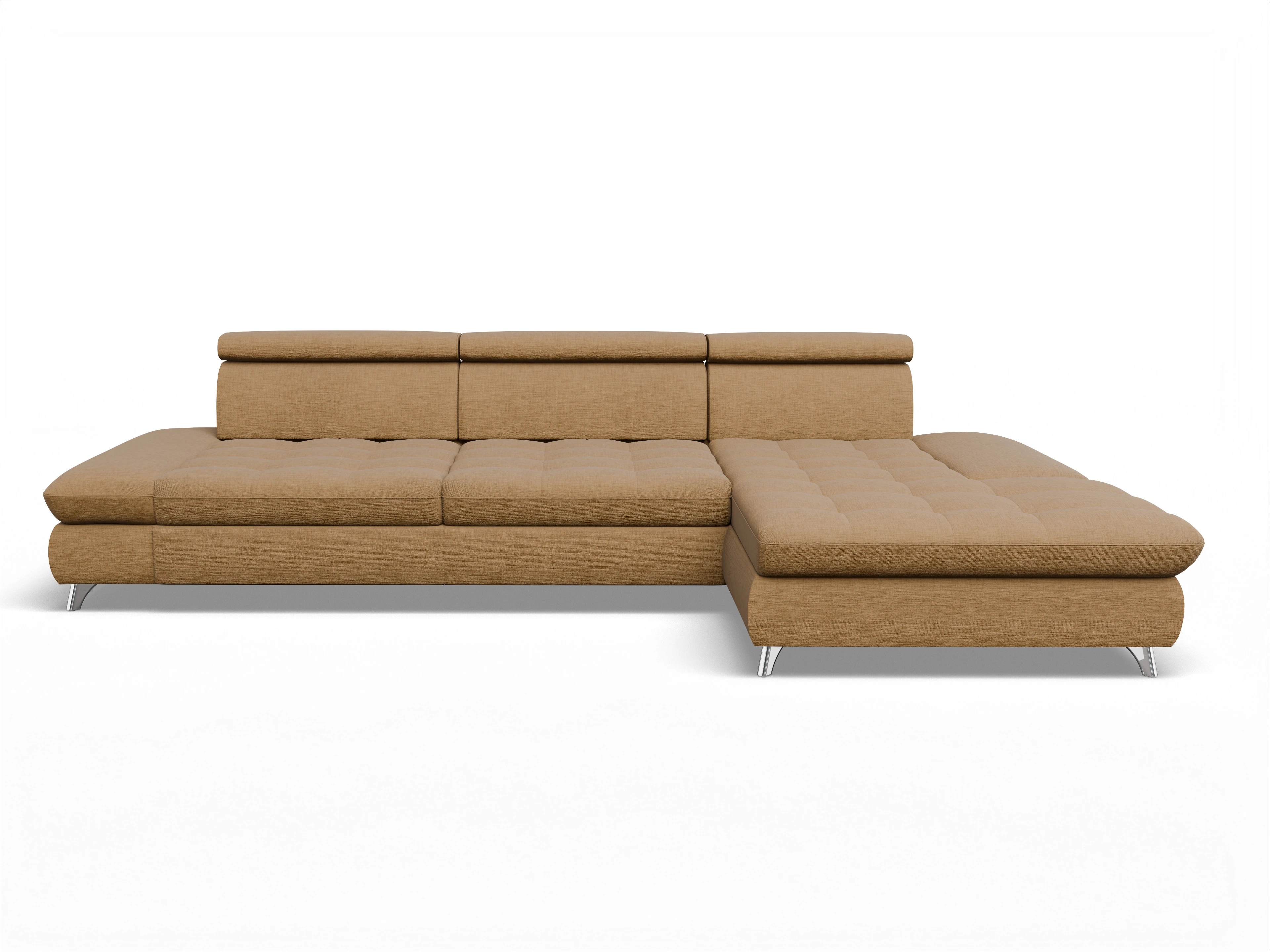 Ansicht des Produktes Memphis Stoff Ecksofa rechts Abschluss offen in Stoff Orange