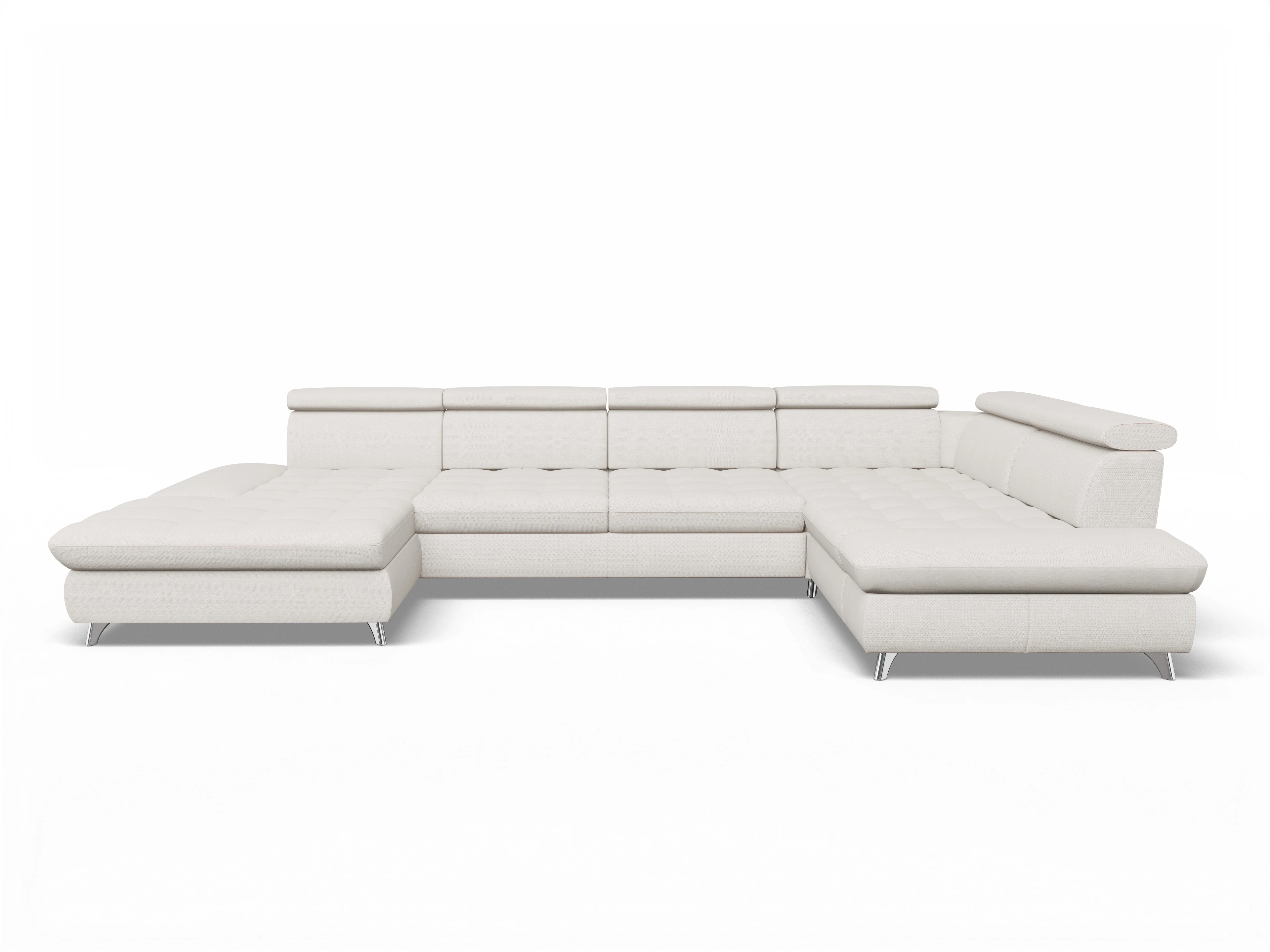 Ansicht des Produktes Memphis Stoff Wohnlandschaft Armlehne rechts Abschluss offen links in Stoff Beige