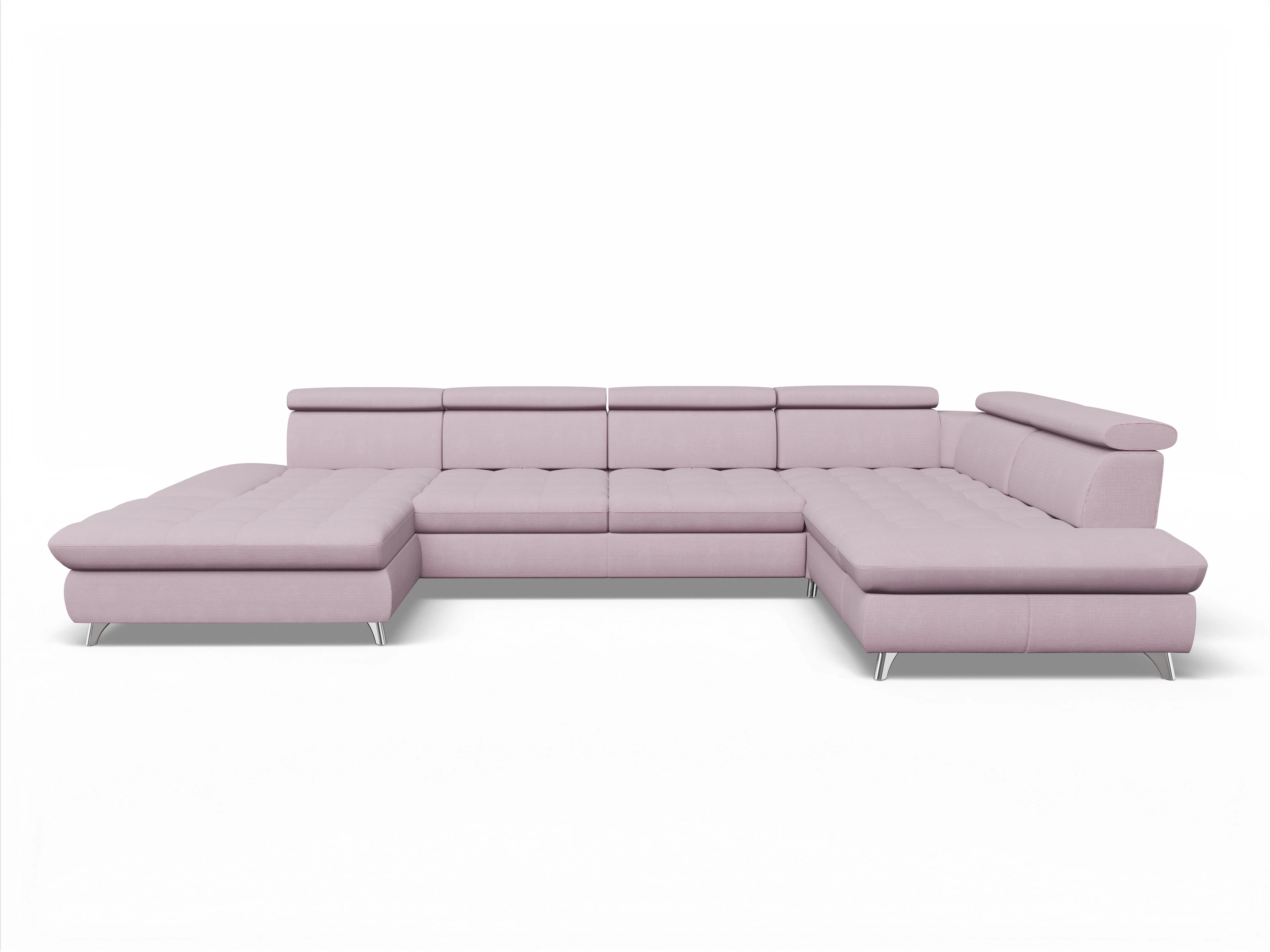 Ansicht des Produktes Memphis Stoff Wohnlandschaft Armlehne rechts Abschluss offen links in Stoff Rosa