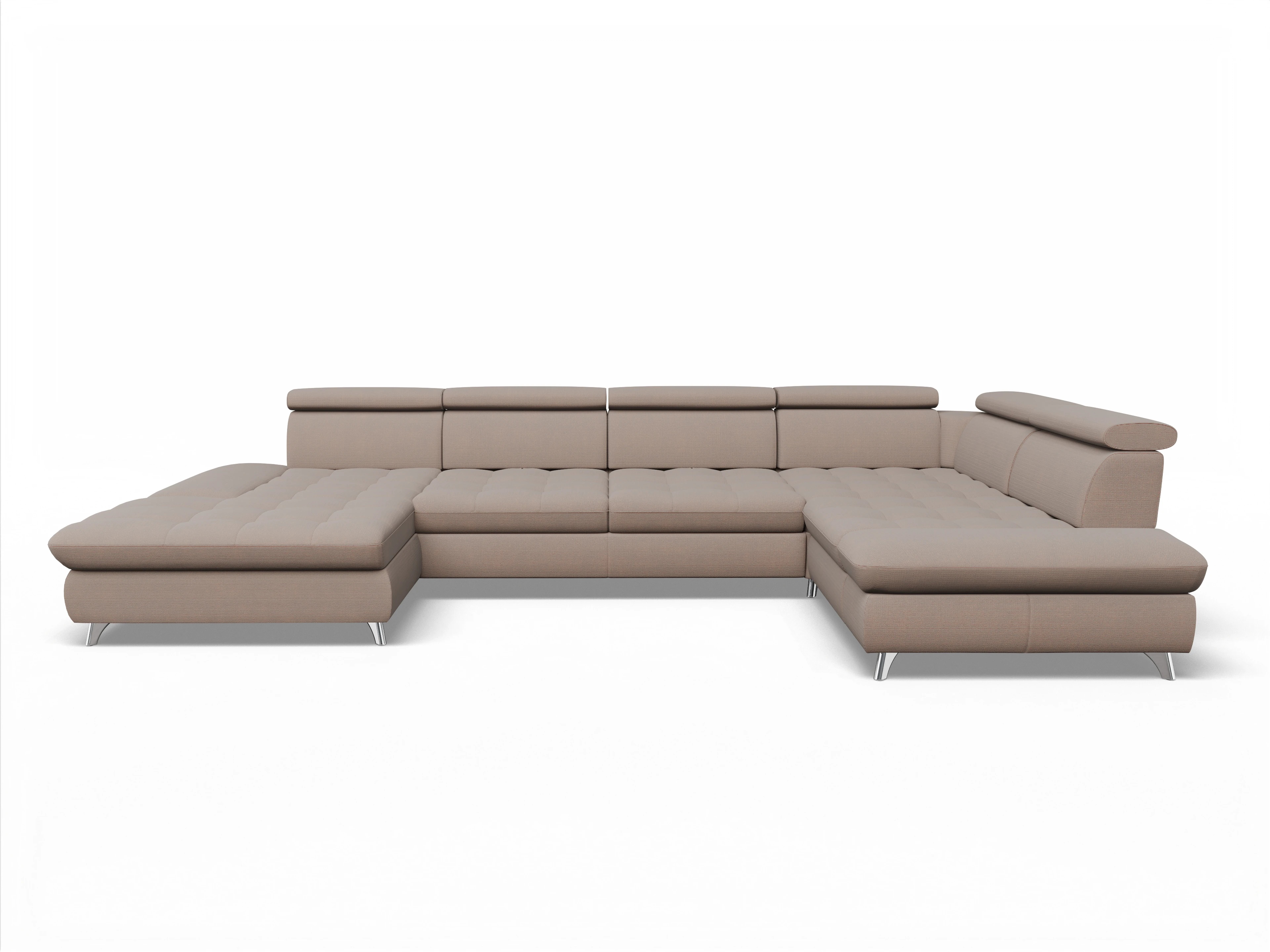 Ansicht des Produktes Memphis Stoff Wohnlandschaft Armlehne rechts Abschluss offen links in Stoff Braun