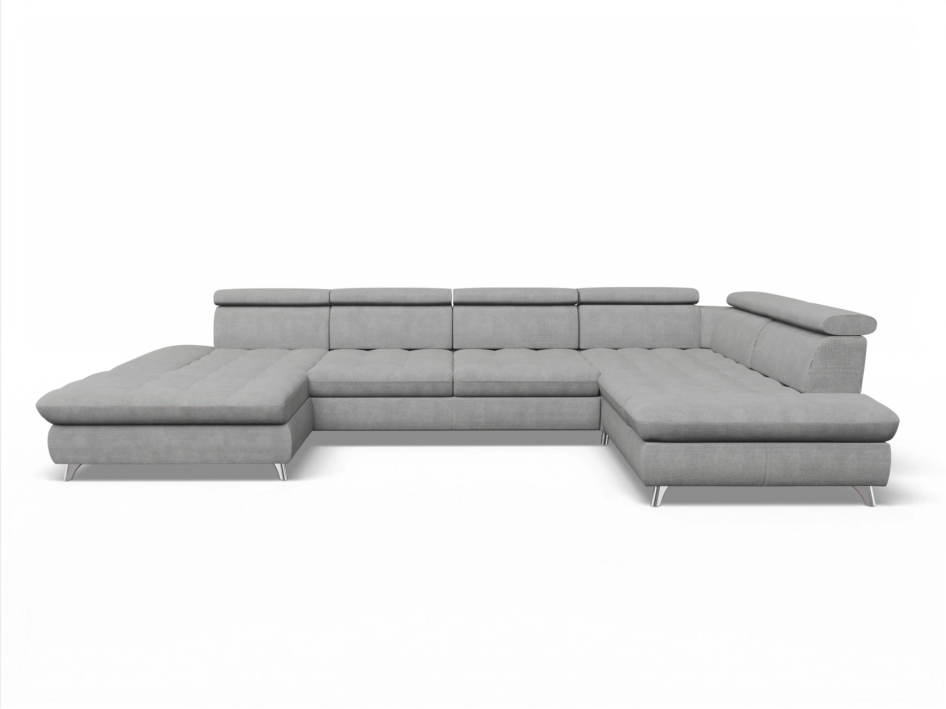 Ansicht des Produktes Memphis Stoff Wohnlandschaft Armlehne rechts Abschluss offen links in Stoff Grau