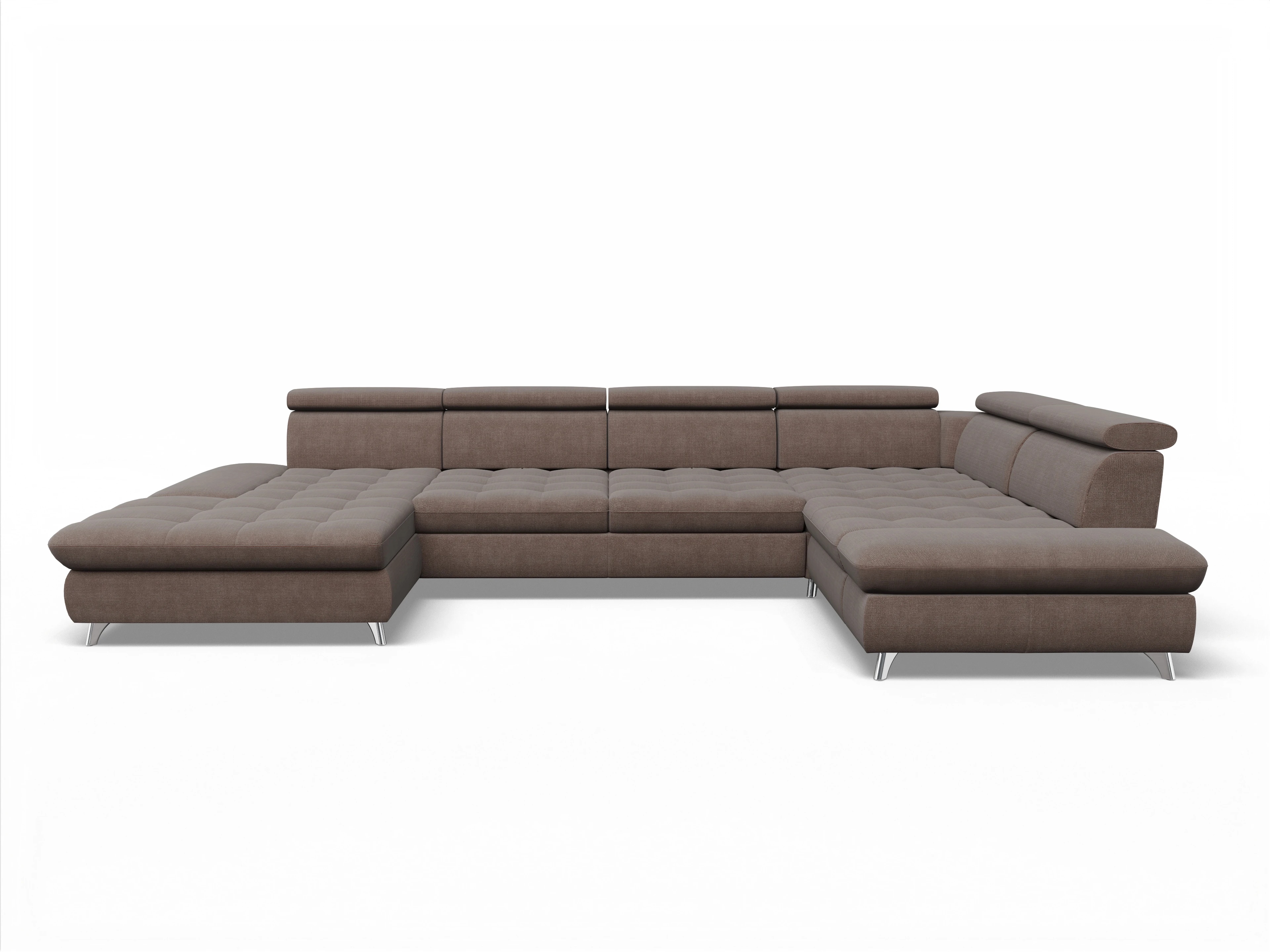 Ansicht des Produktes Memphis Stoff Wohnlandschaft Armlehne rechts Abschluss offen links in Stoff Grau