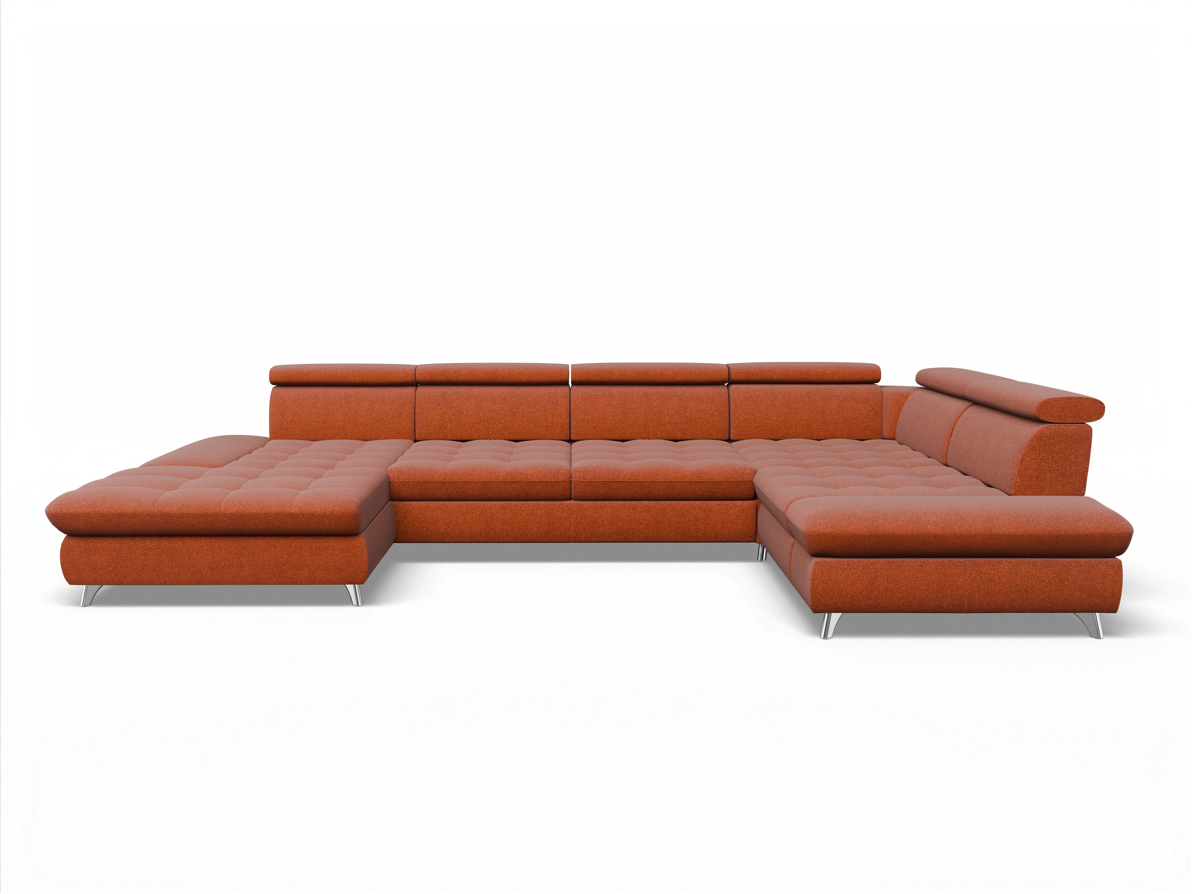 Ansicht des Produktes Memphis Stoff Wohnlandschaft Armlehne rechts Abschluss offen links in Stoff Rot