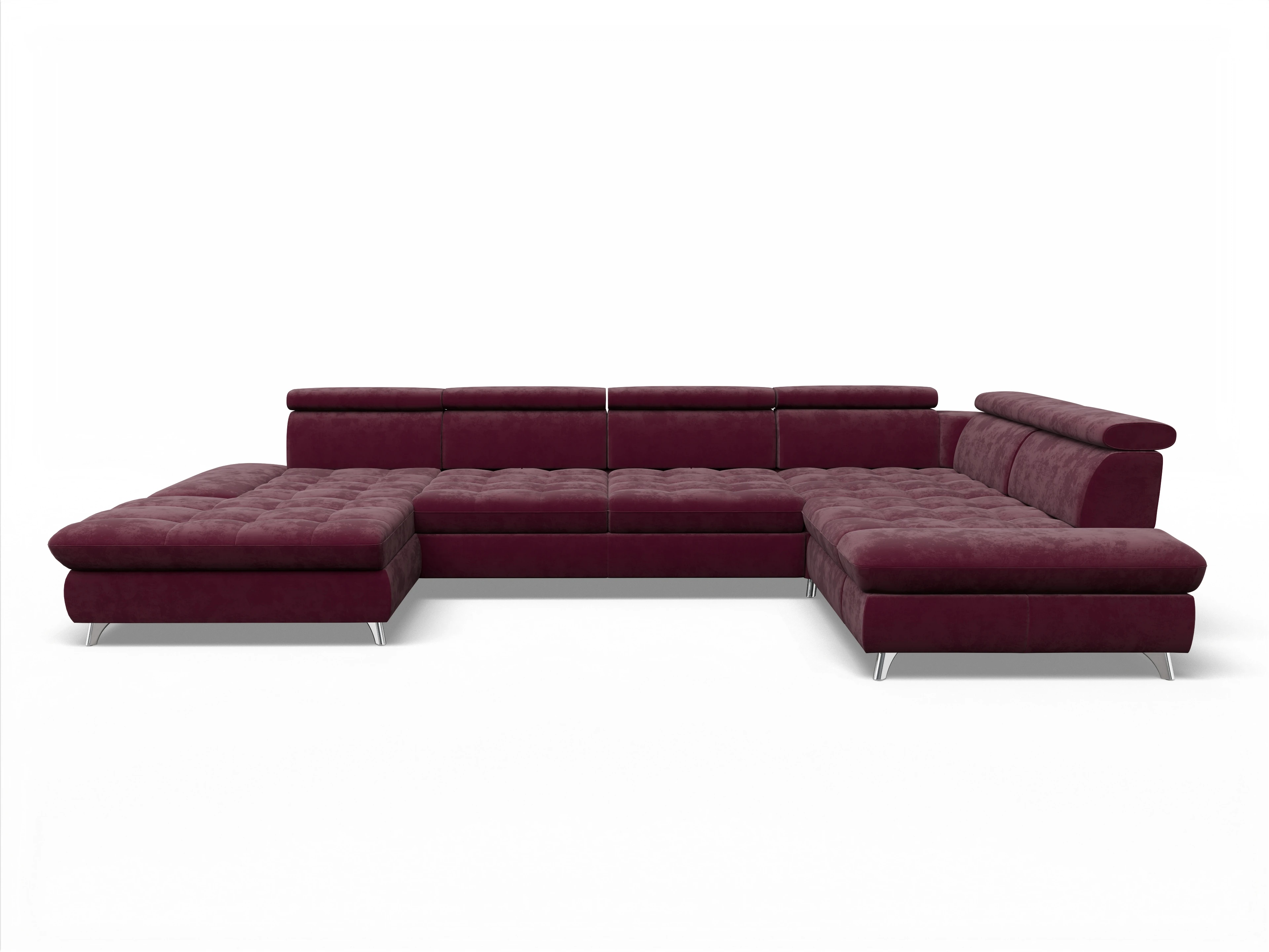 Ansicht des Produktes Memphis Stoff Wohnlandschaft Armlehne rechts Abschluss offen links in Stoff Rot