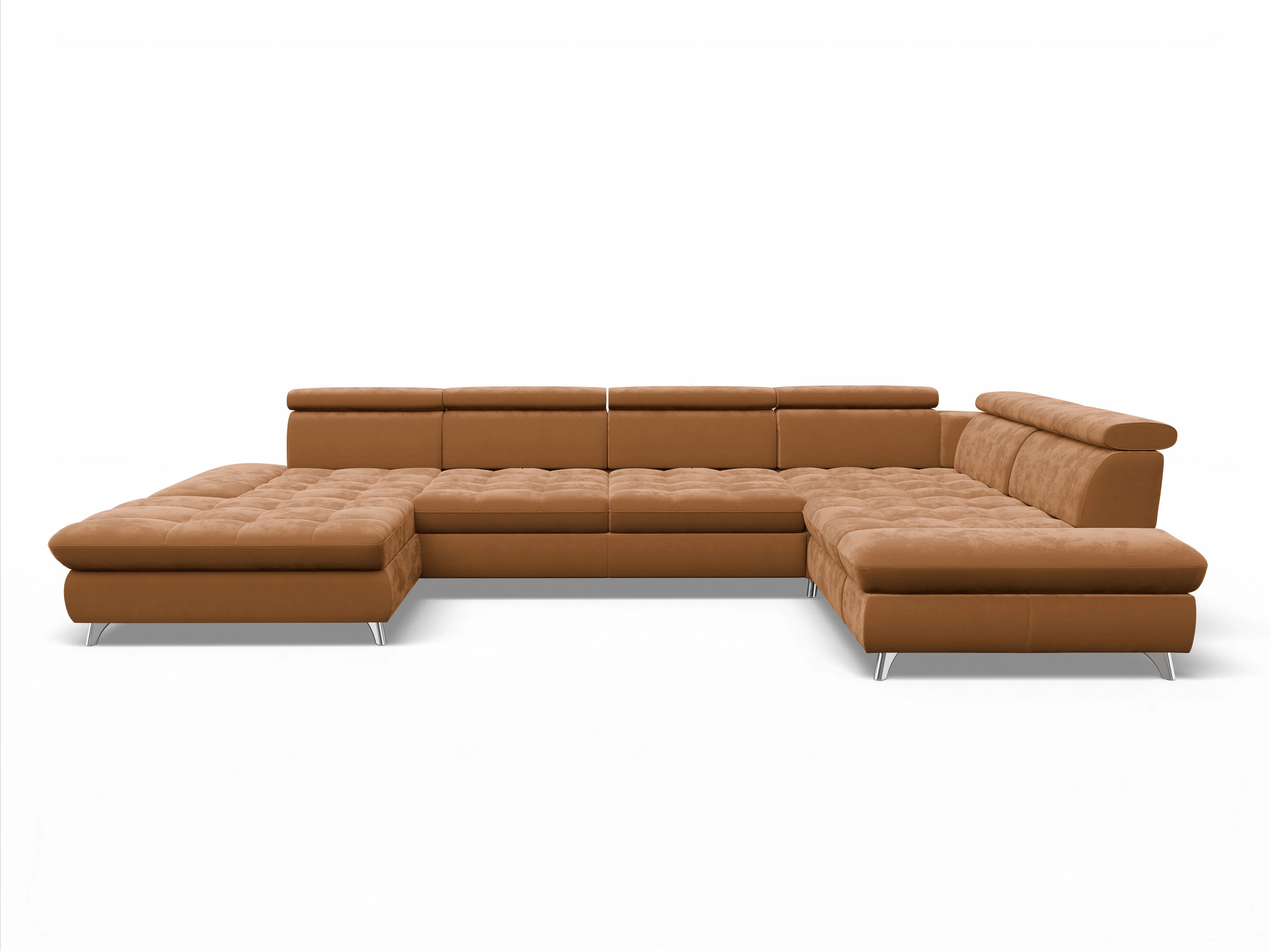 Ansicht des Produktes Memphis Stoff Wohnlandschaft Armlehne rechts Abschluss offen links in Stoff Gelb