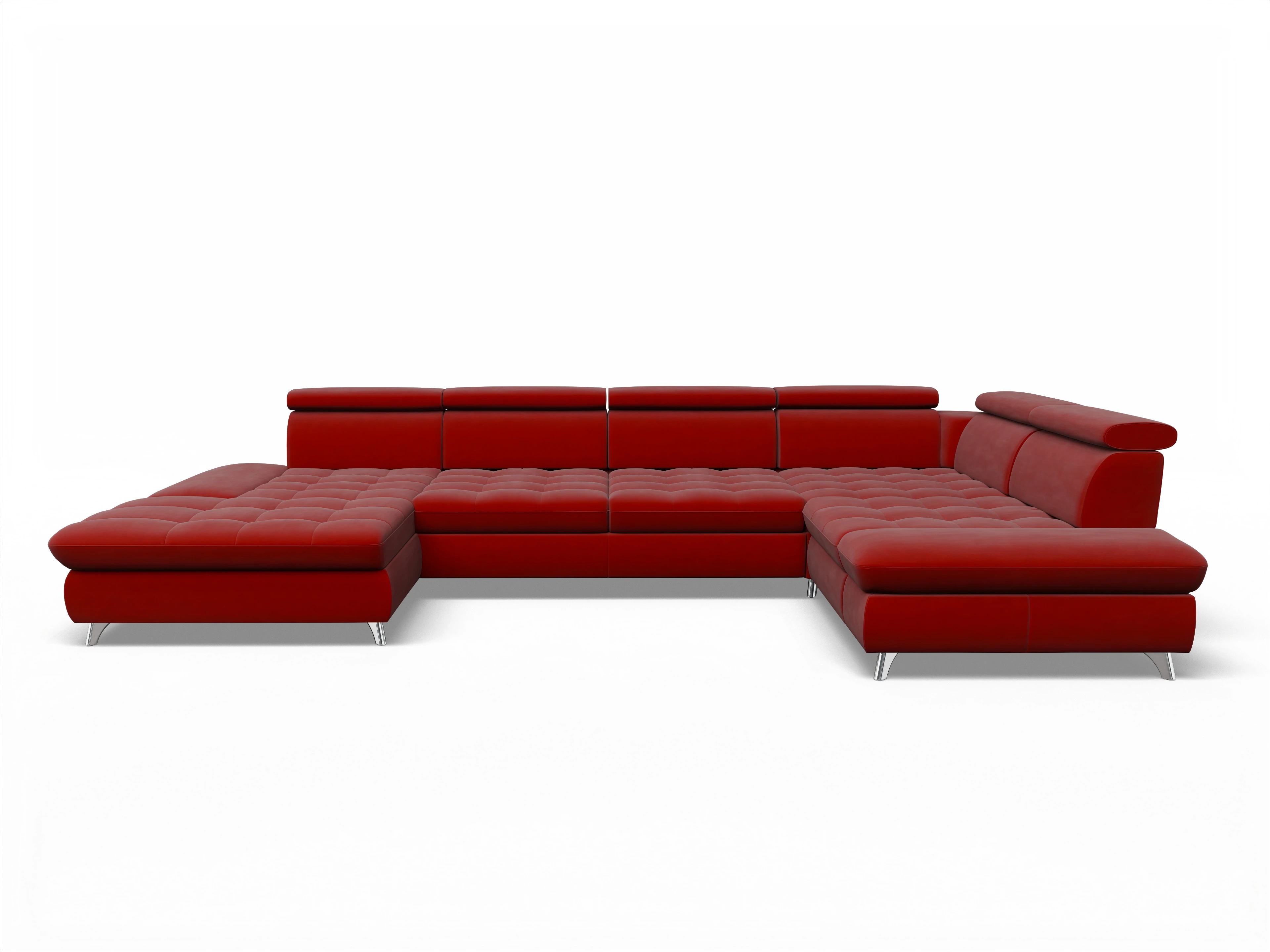 Ansicht des Produktes Memphis Stoff Wohnlandschaft Armlehne rechts Abschluss offen links in Stoff Rot
