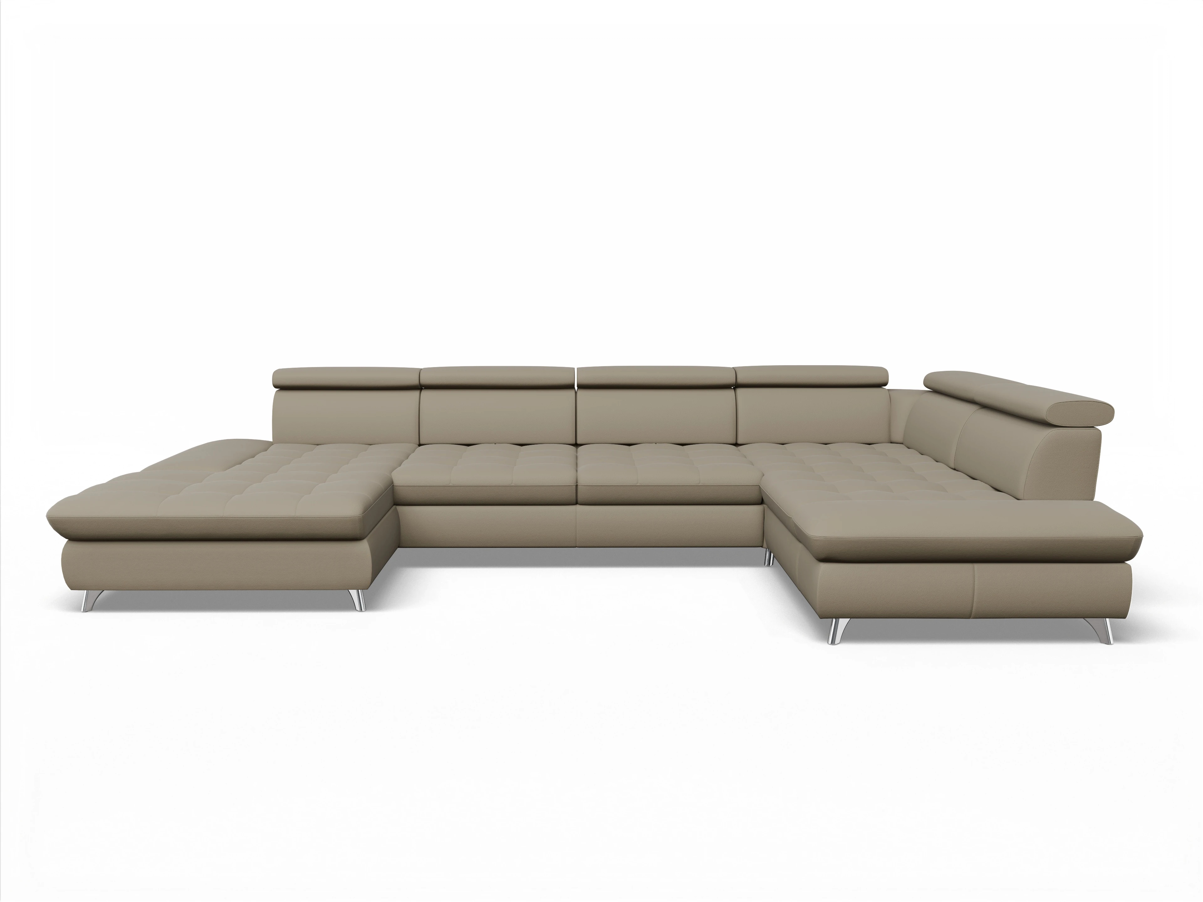 Ansicht des Produktes Memphis Stoff Wohnlandschaft Armlehne rechts Abschluss offen links in Leder Braun