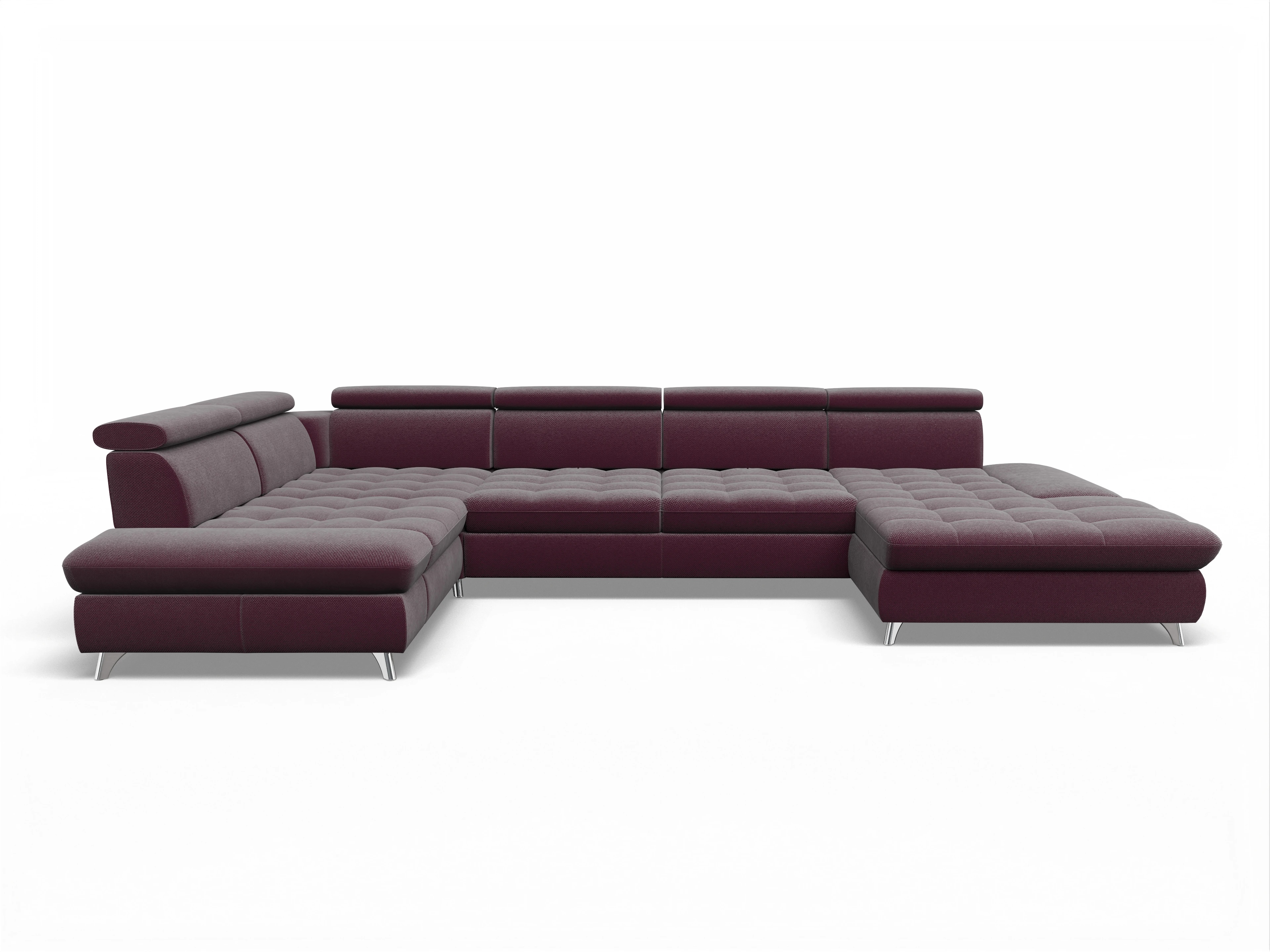 Ansicht des Produktes Memphis Stoff Wohnlandschaft Armlehne links Abschluss offen rechts in Stoff Rot