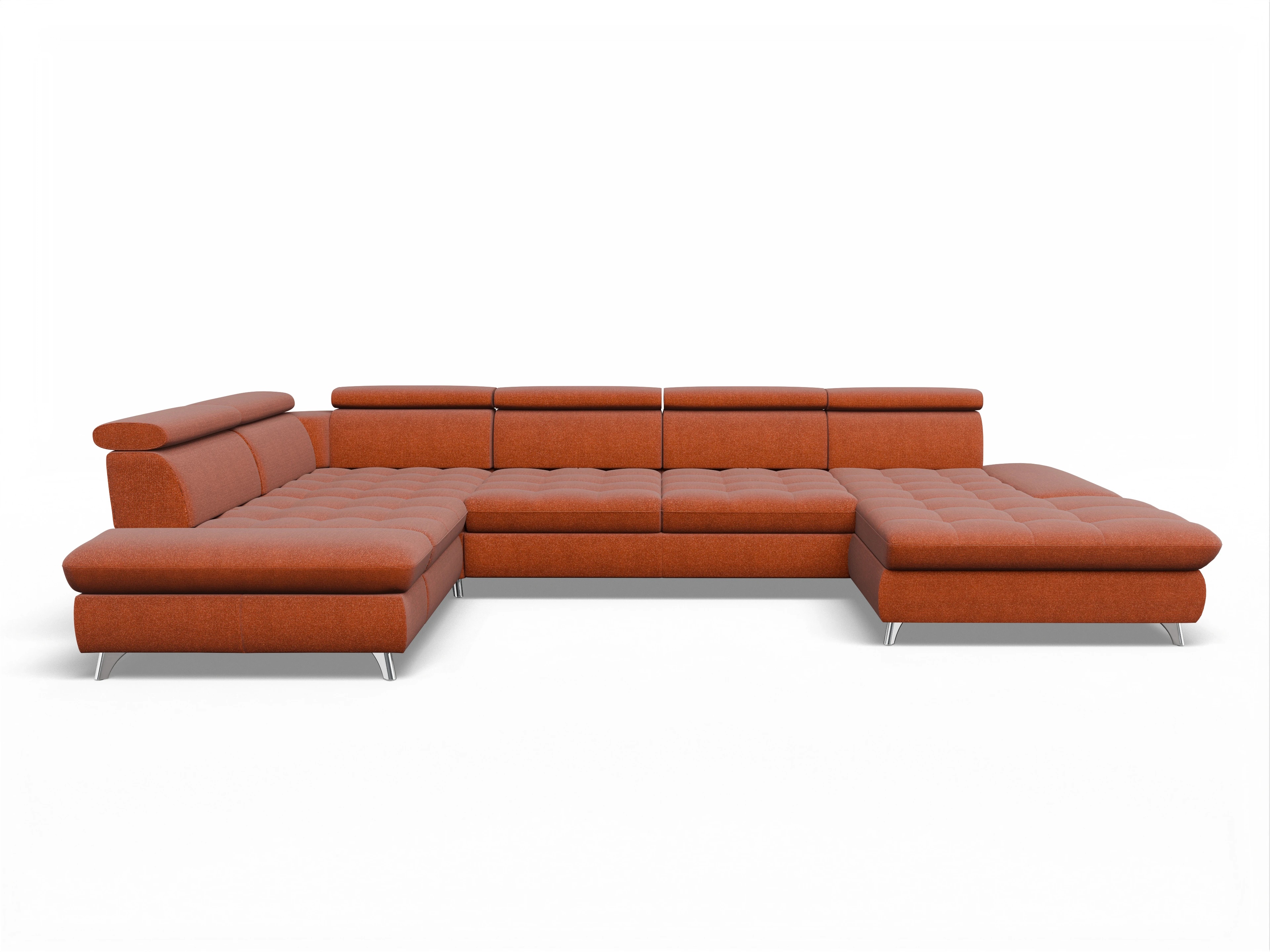 Ansicht des Produktes Memphis Stoff Wohnlandschaft Armlehne links Abschluss offen rechts in Stoff Rot