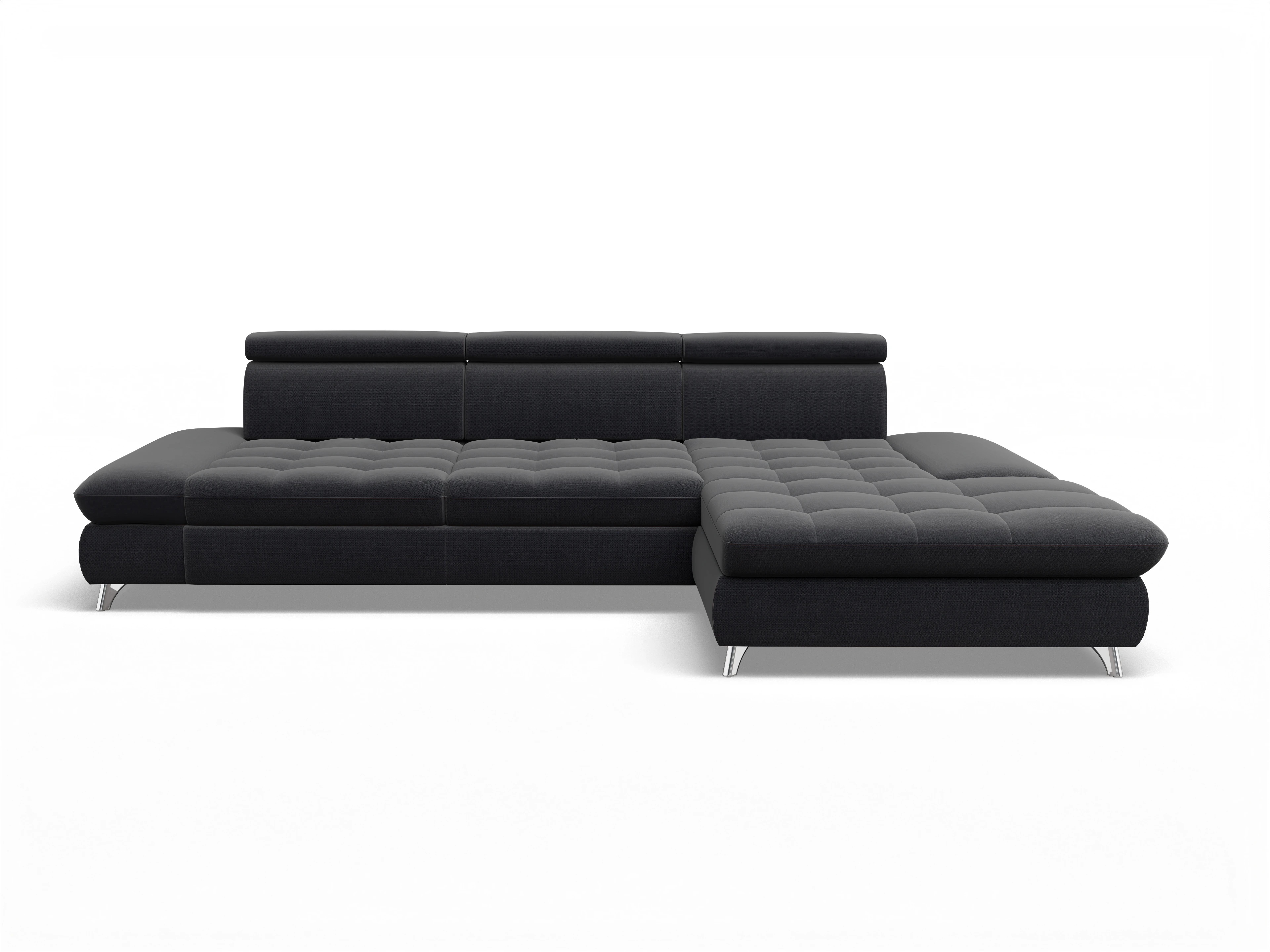 Ansicht des Produktes Memphis Stoff Ecksofa rechts Abschluss offen in Stoff Blau