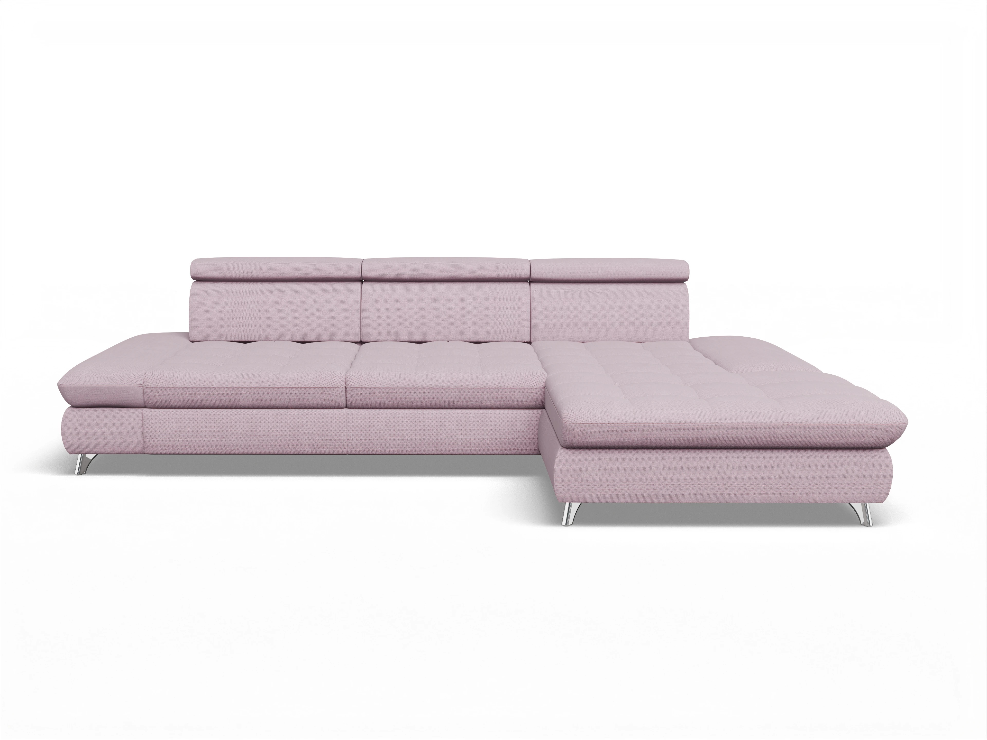 Ansicht des Produktes Memphis Stoff Ecksofa rechts Abschluss offen in Stoff Rosa