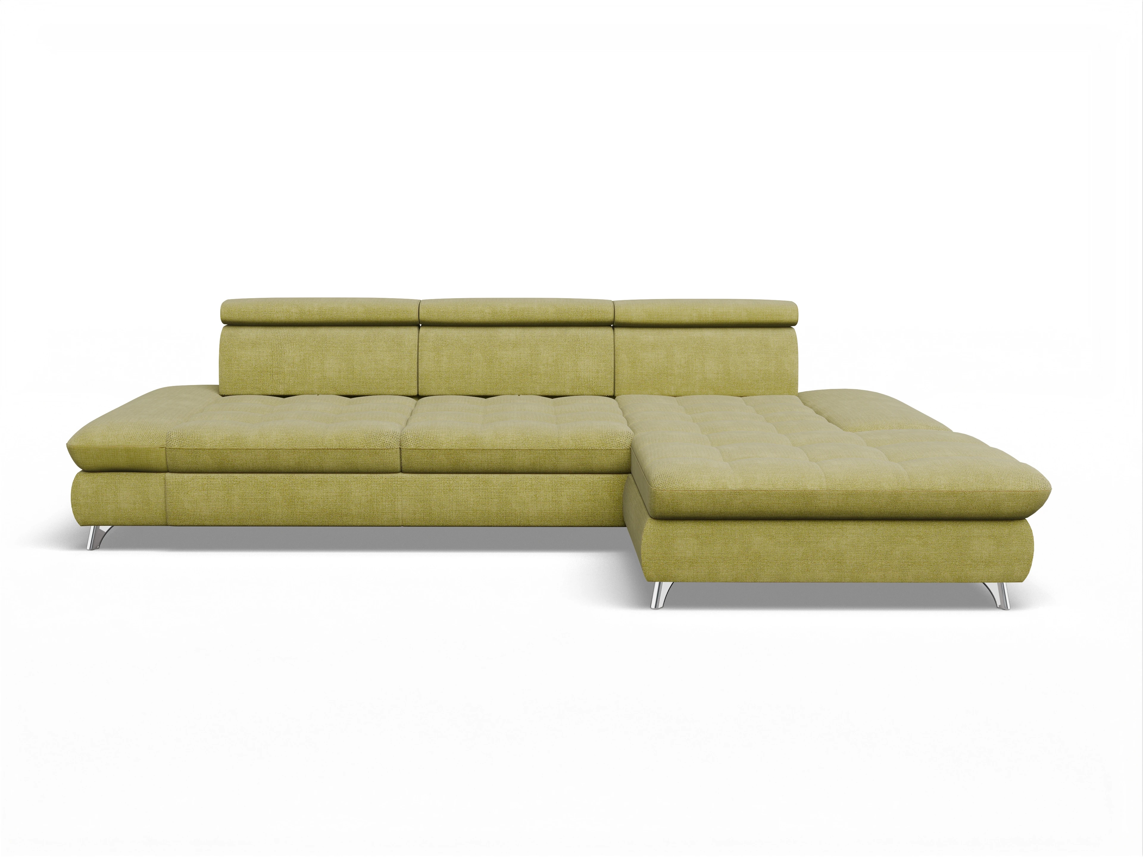 Ansicht des Produktes Memphis Stoff Ecksofa rechts Abschluss offen in Stoff Grün