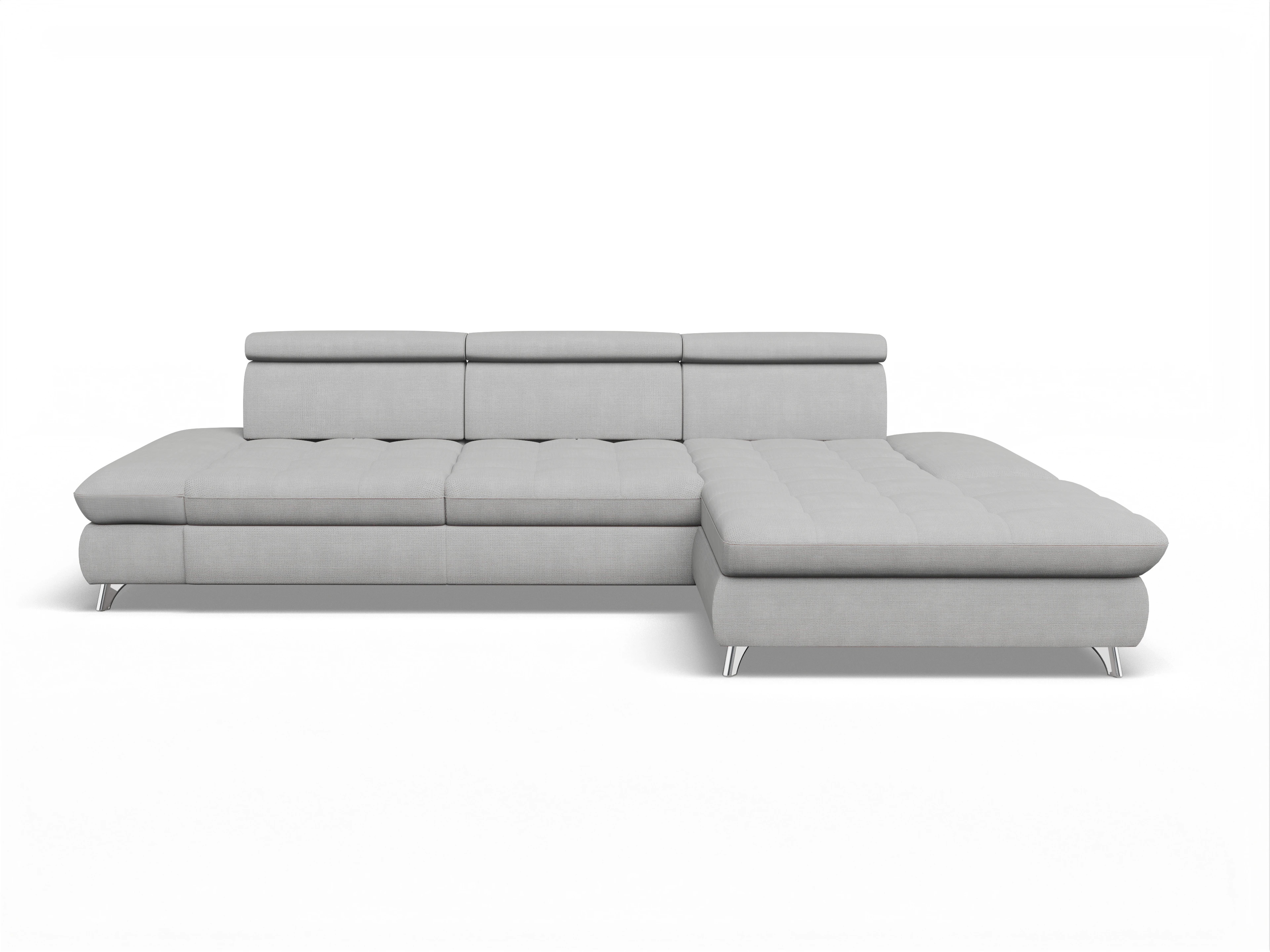 Ansicht des Produktes Memphis Stoff Ecksofa rechts Abschluss offen in Stoff Grau