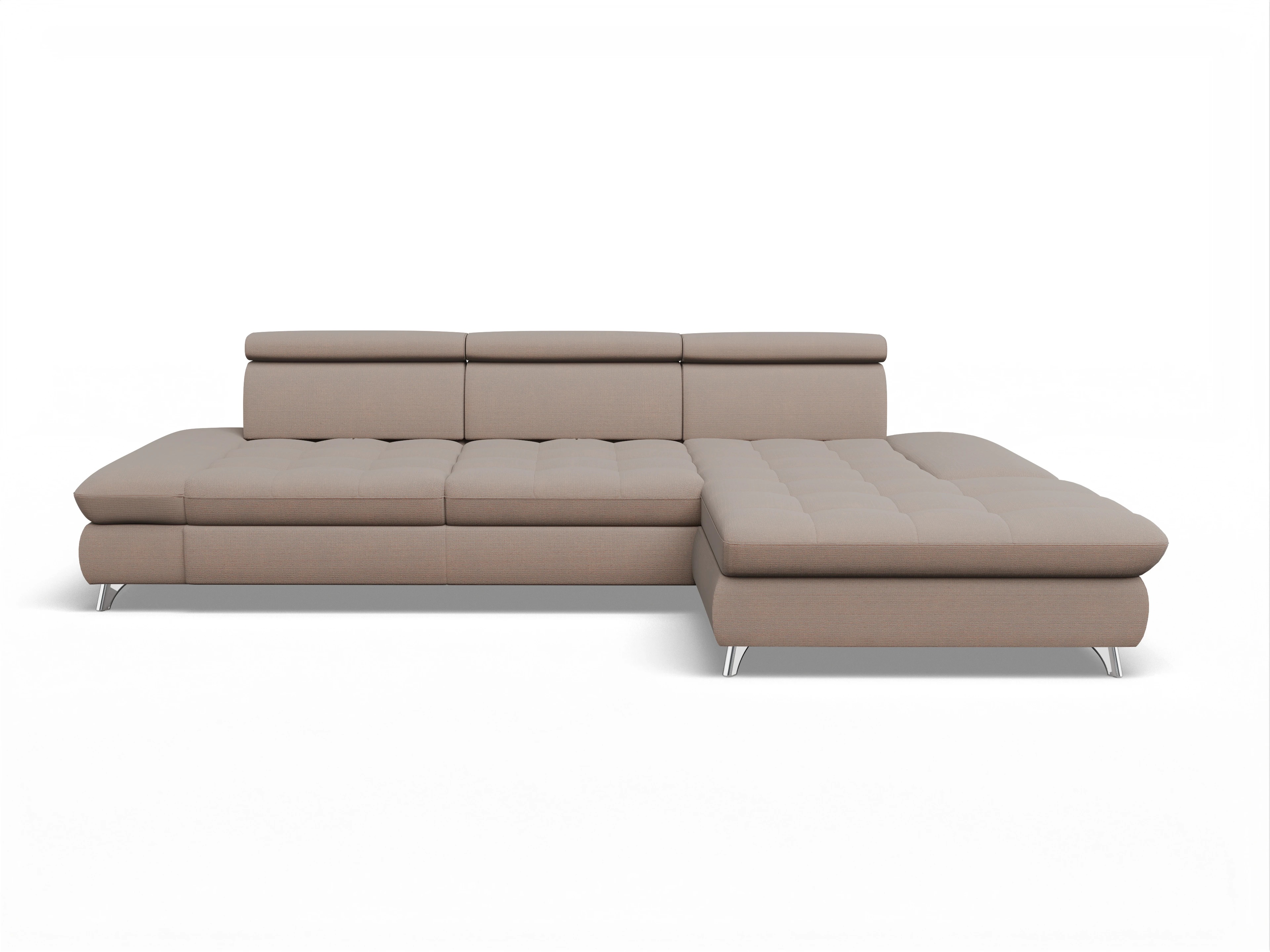 Ansicht des Produktes Memphis Stoff Ecksofa rechts Abschluss offen in Stoff Braun