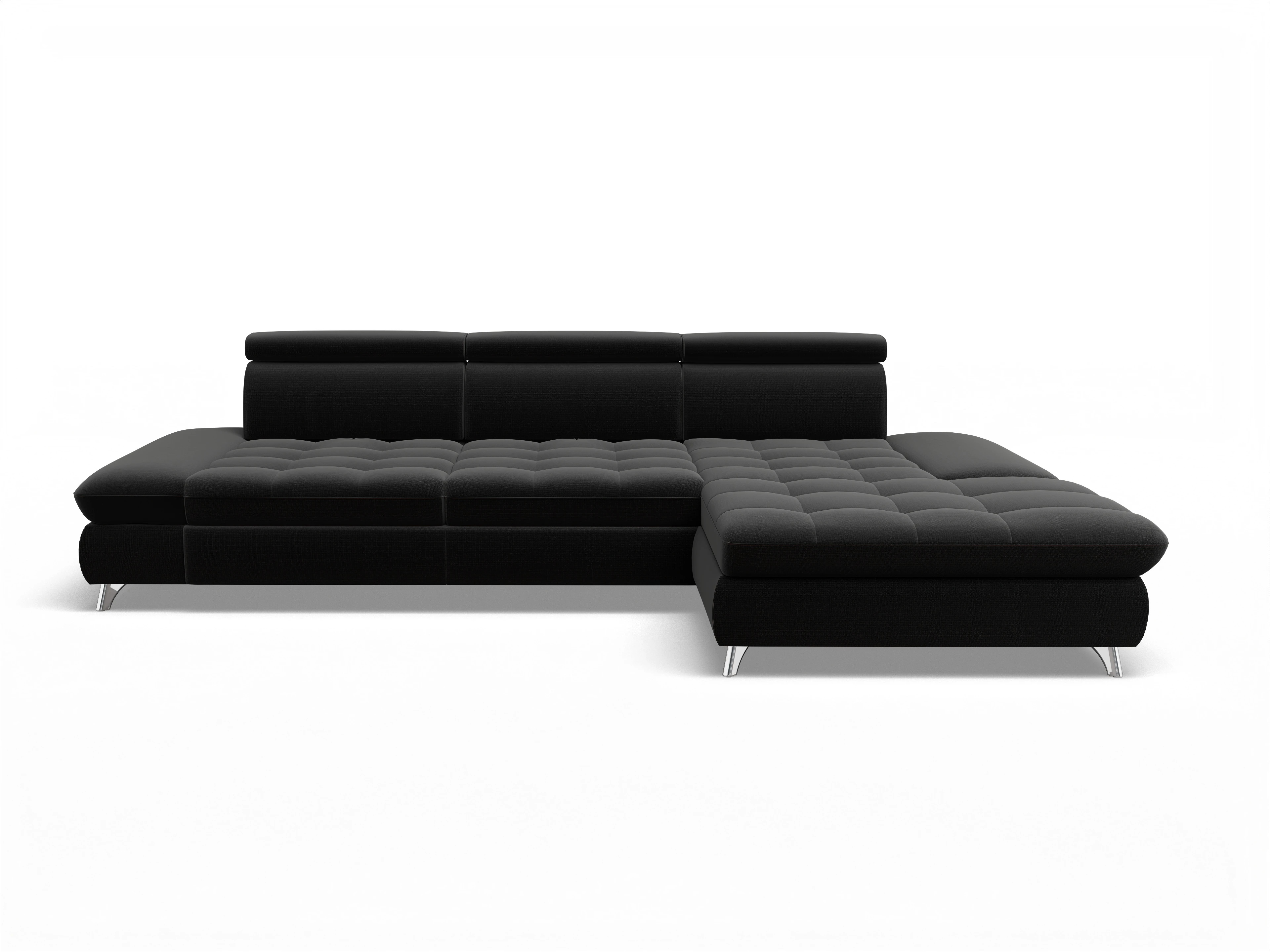 Ansicht des Produktes Memphis Stoff Ecksofa rechts Abschluss offen in Stoff Schwarz