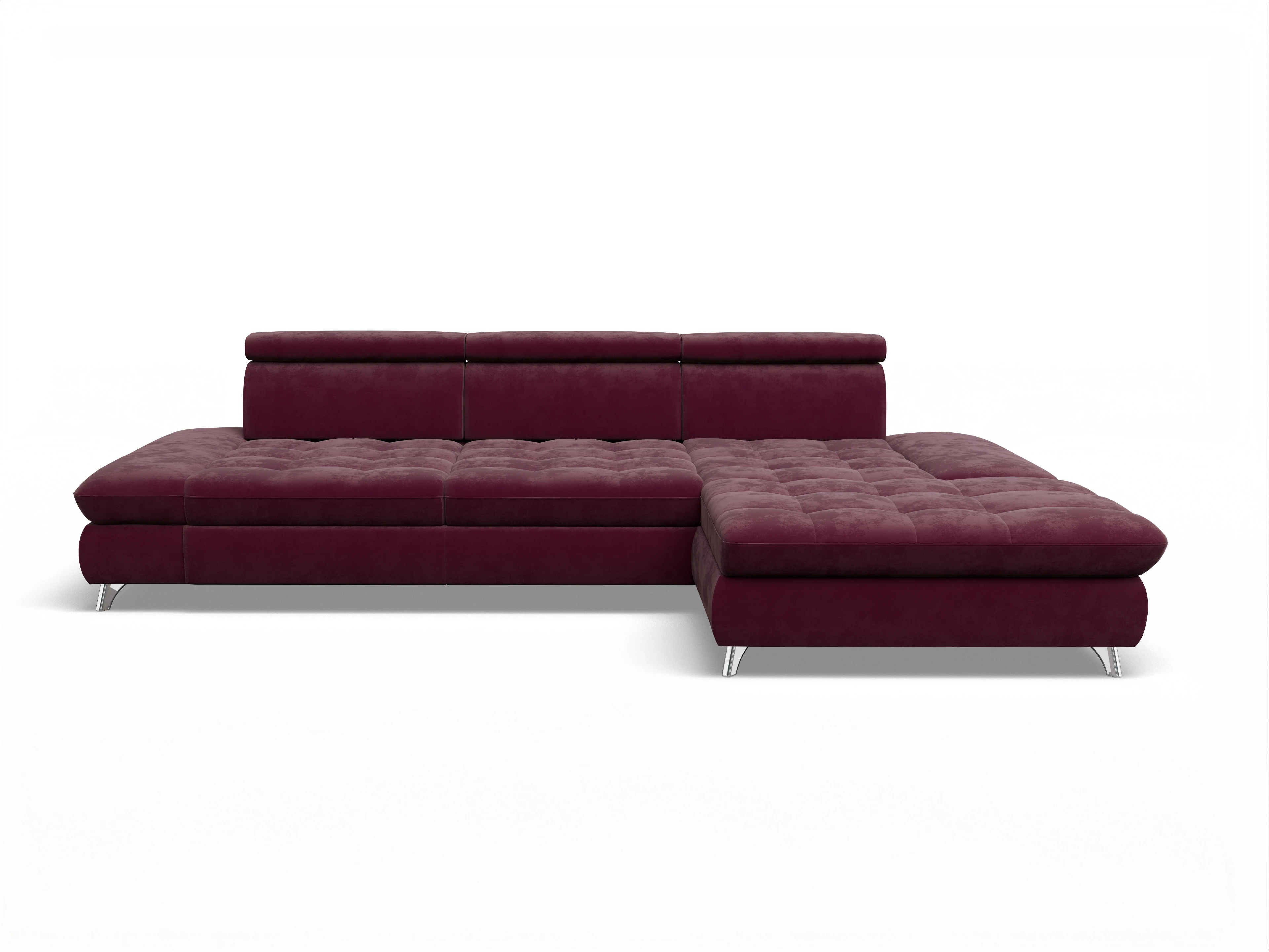 Ansicht des Produktes Memphis Stoff Ecksofa rechts Abschluss offen in Stoff Rot