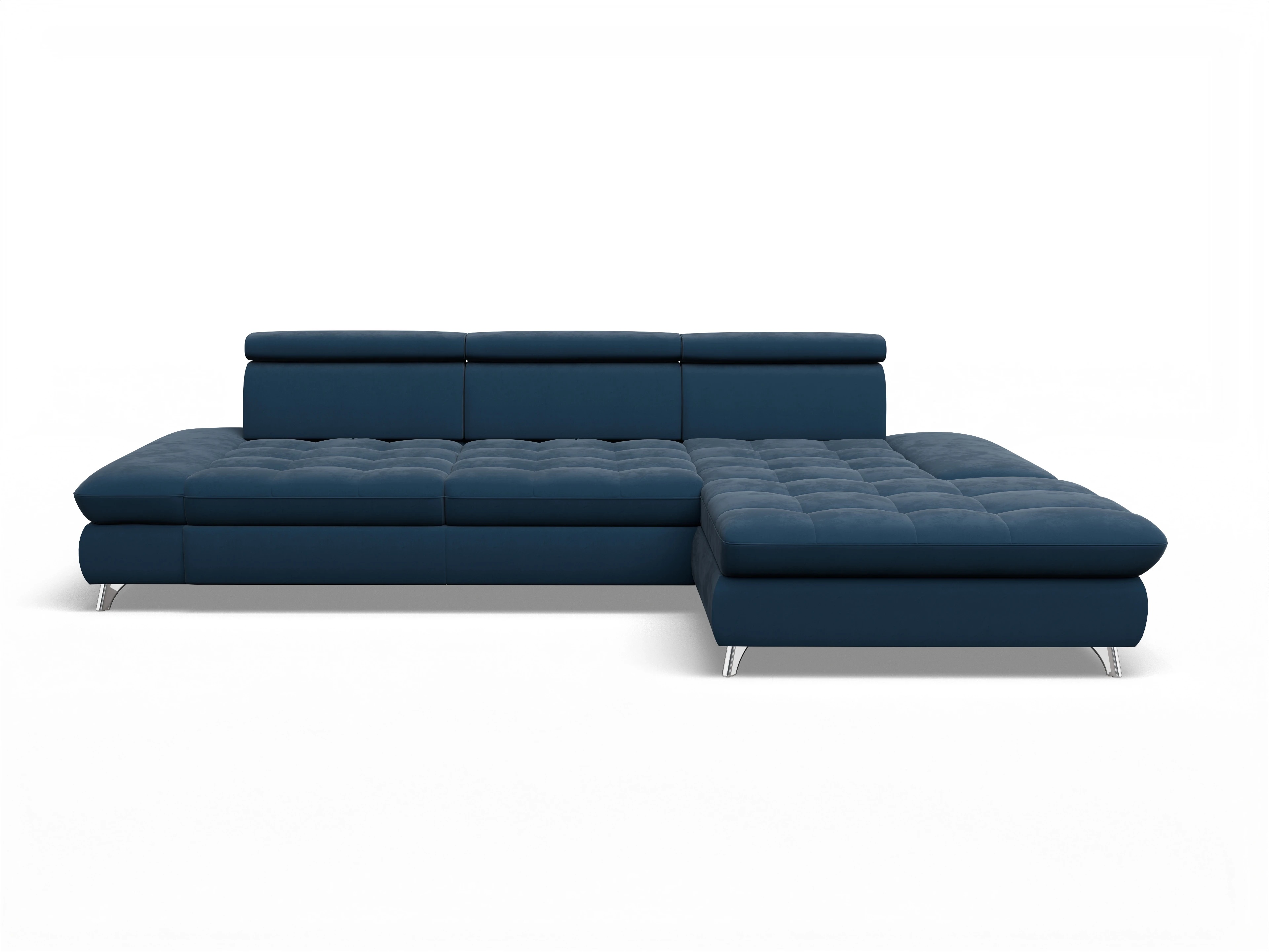 Ansicht des Produktes Memphis Stoff Ecksofa rechts Abschluss offen in Stoff Blau