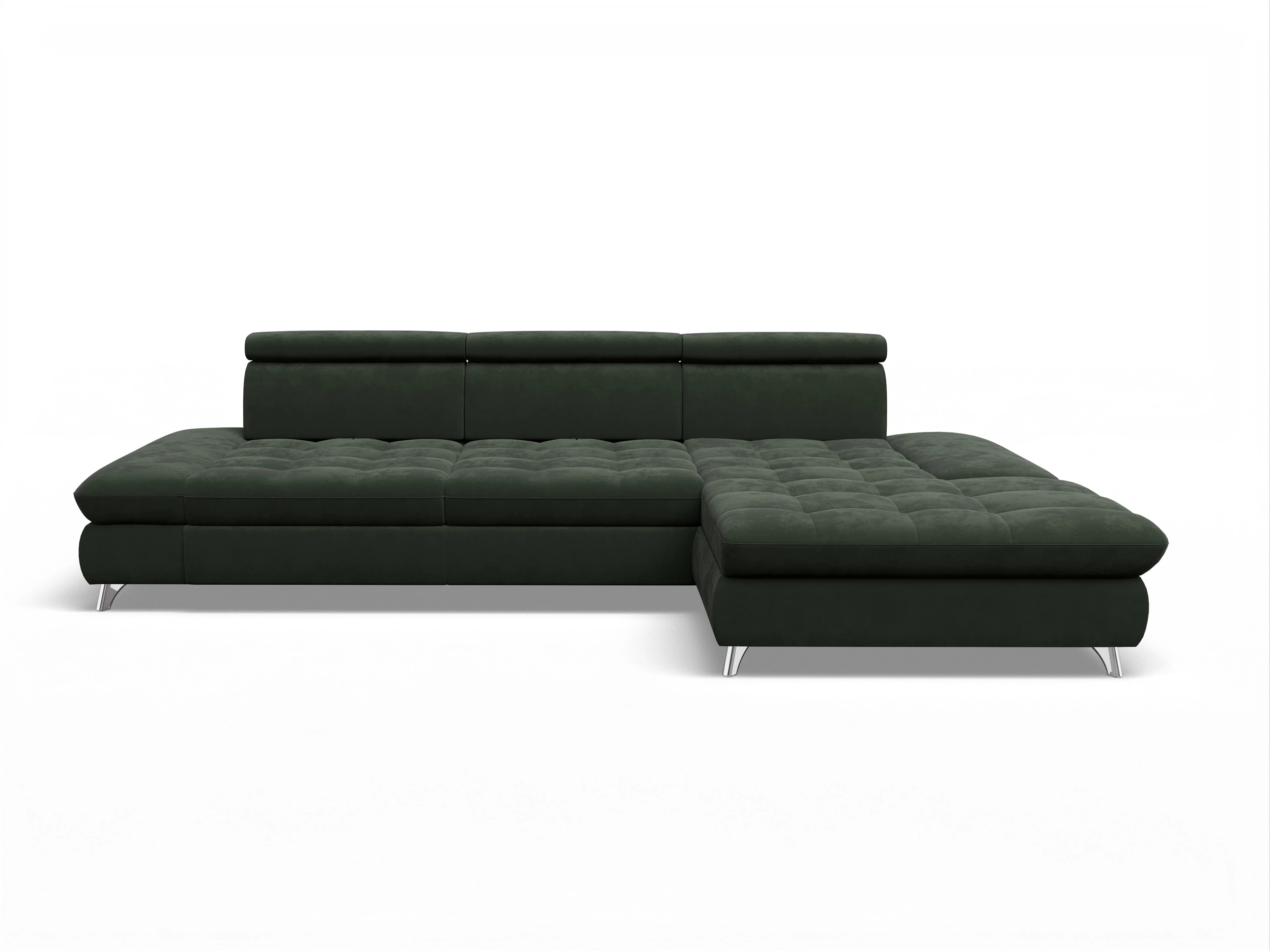 Ansicht des Produktes Memphis Stoff Ecksofa rechts Abschluss offen in Stoff Grün