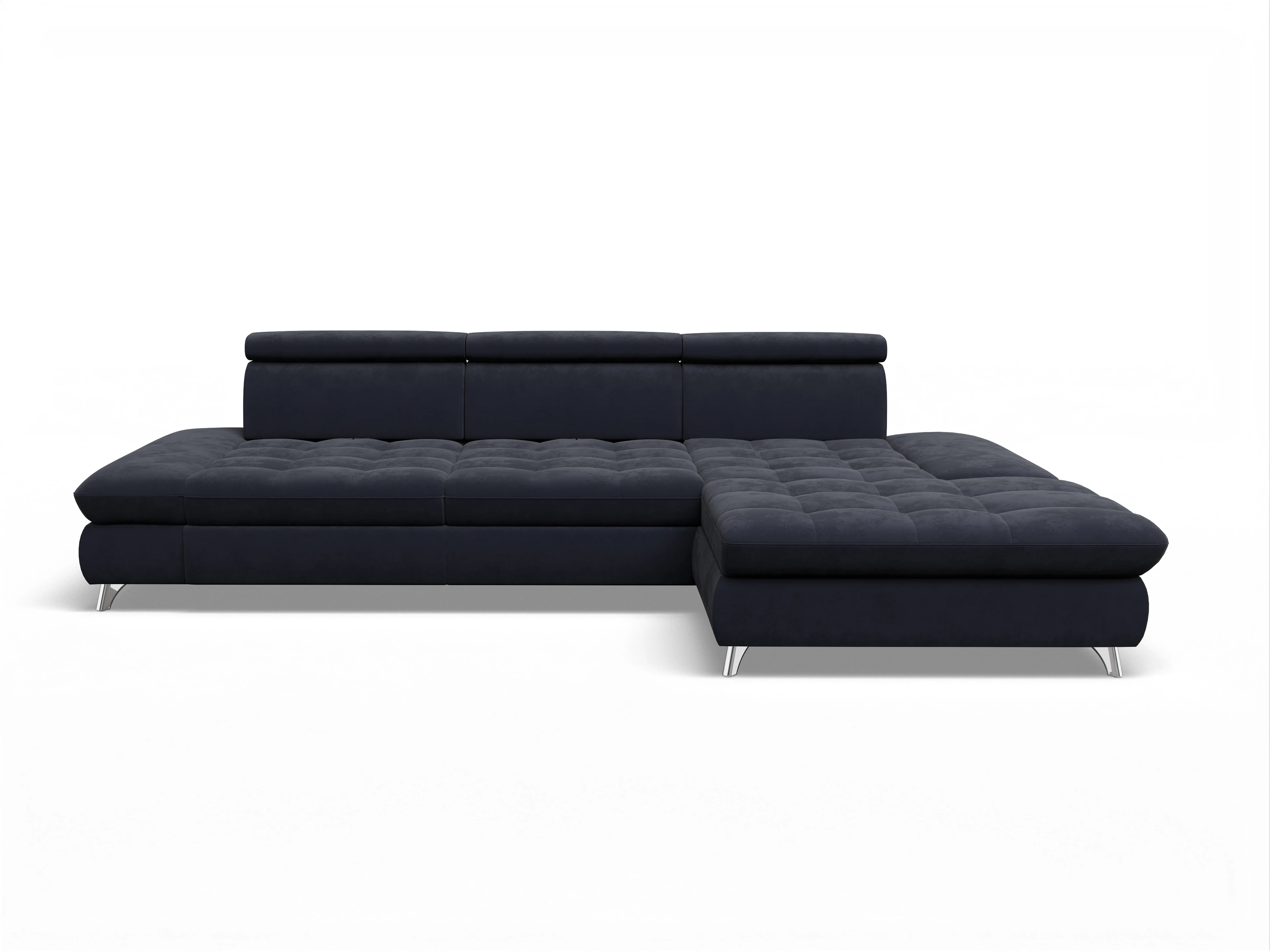 Ansicht des Produktes Memphis Stoff Ecksofa rechts Abschluss offen in Stoff Blau