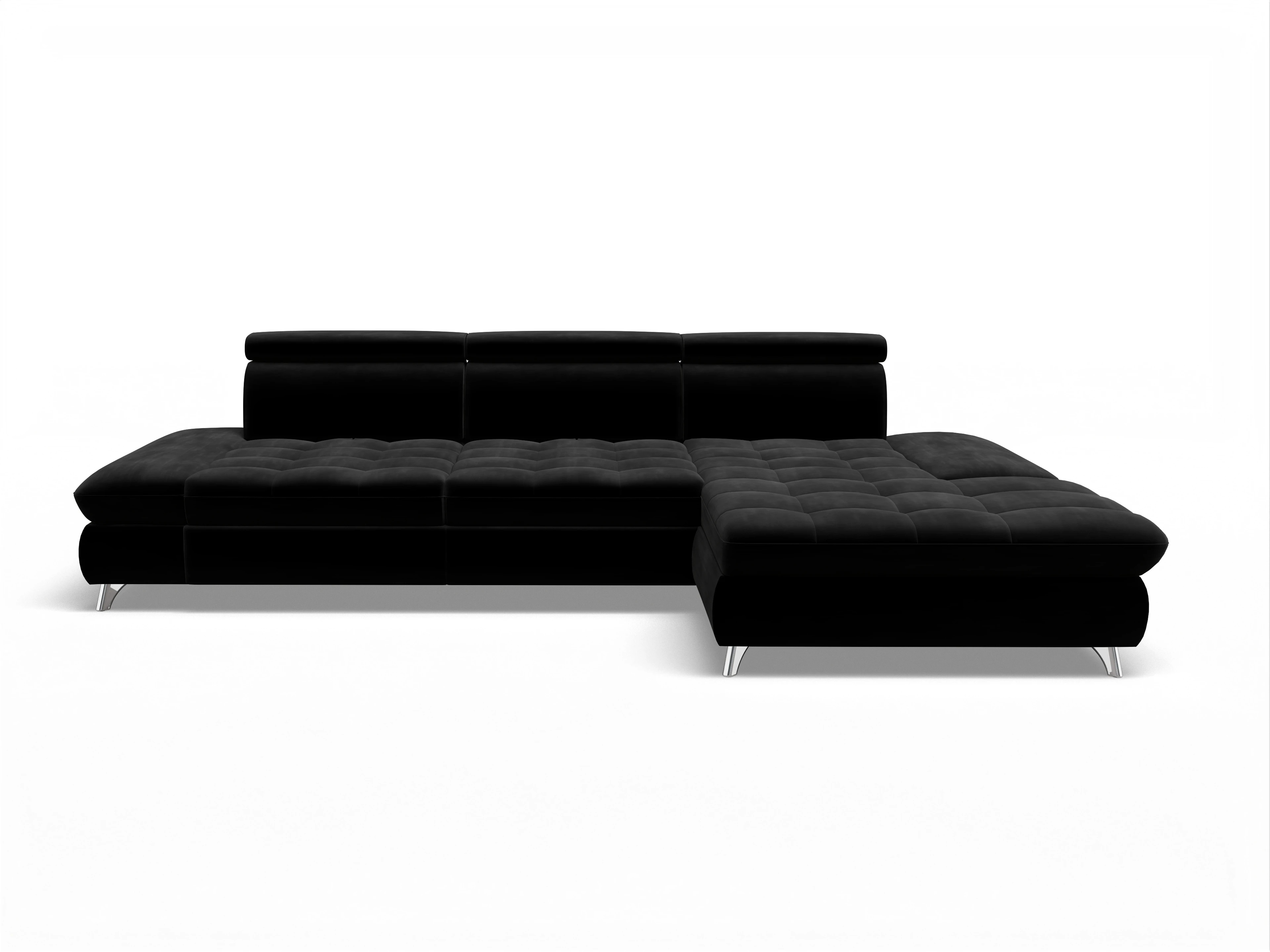 Ansicht des Produktes Memphis Stoff Ecksofa rechts Abschluss offen in Stoff Schwarz