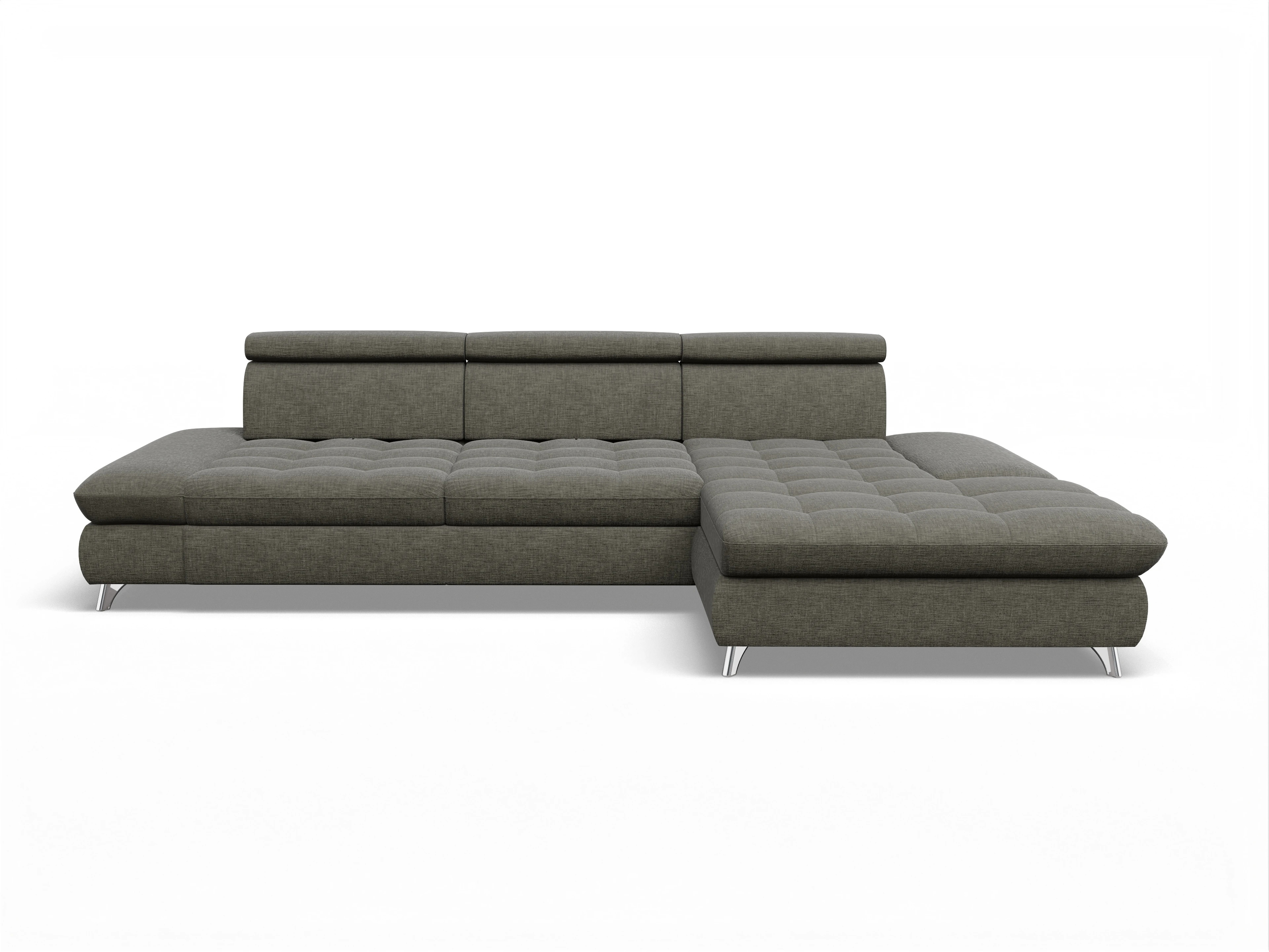 Ansicht des Produktes Memphis Stoff Ecksofa rechts Abschluss offen in Stoff Braun