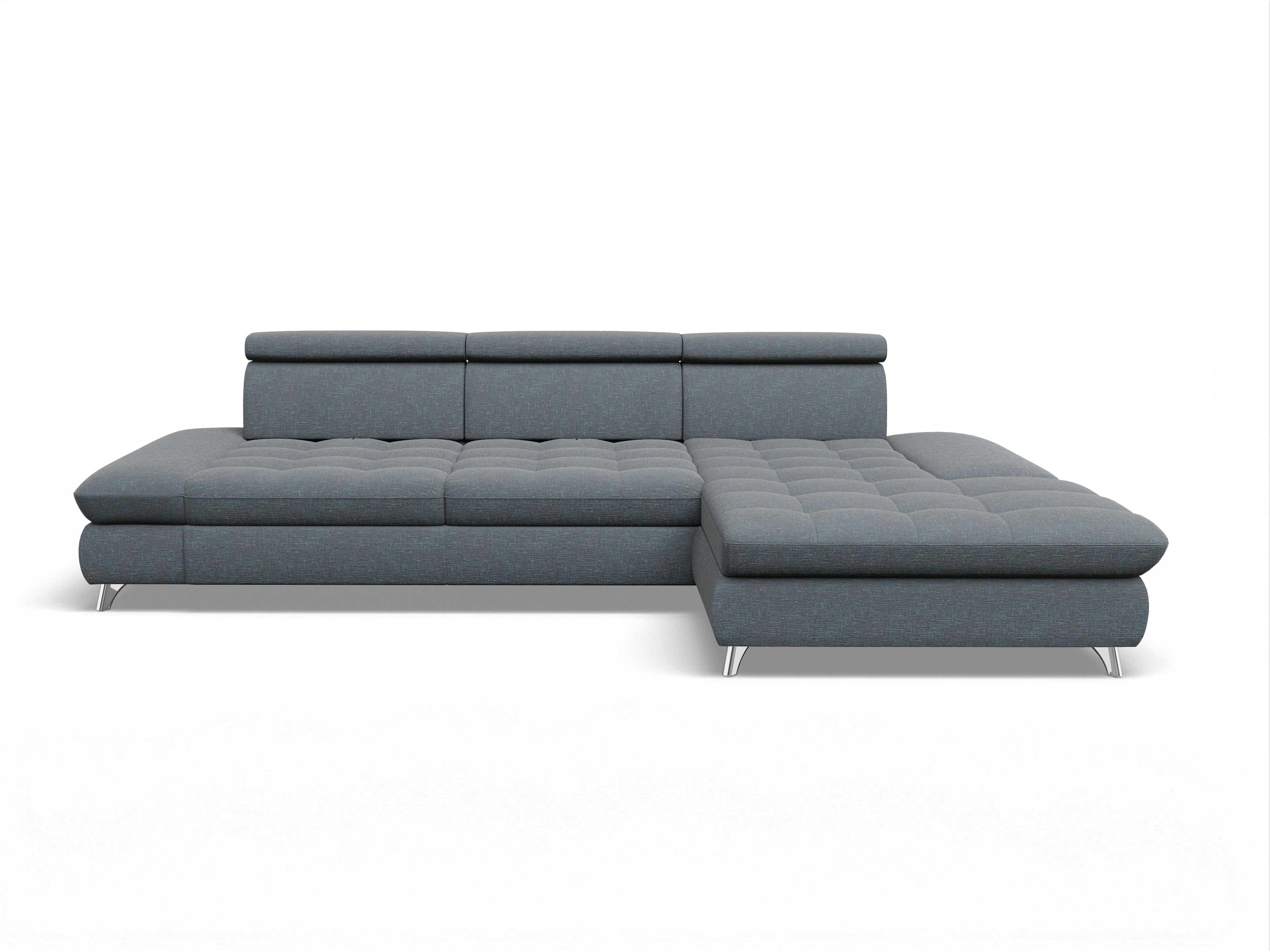 Ansicht des Produktes Memphis Stoff Ecksofa rechts Abschluss offen in Stoff Grau