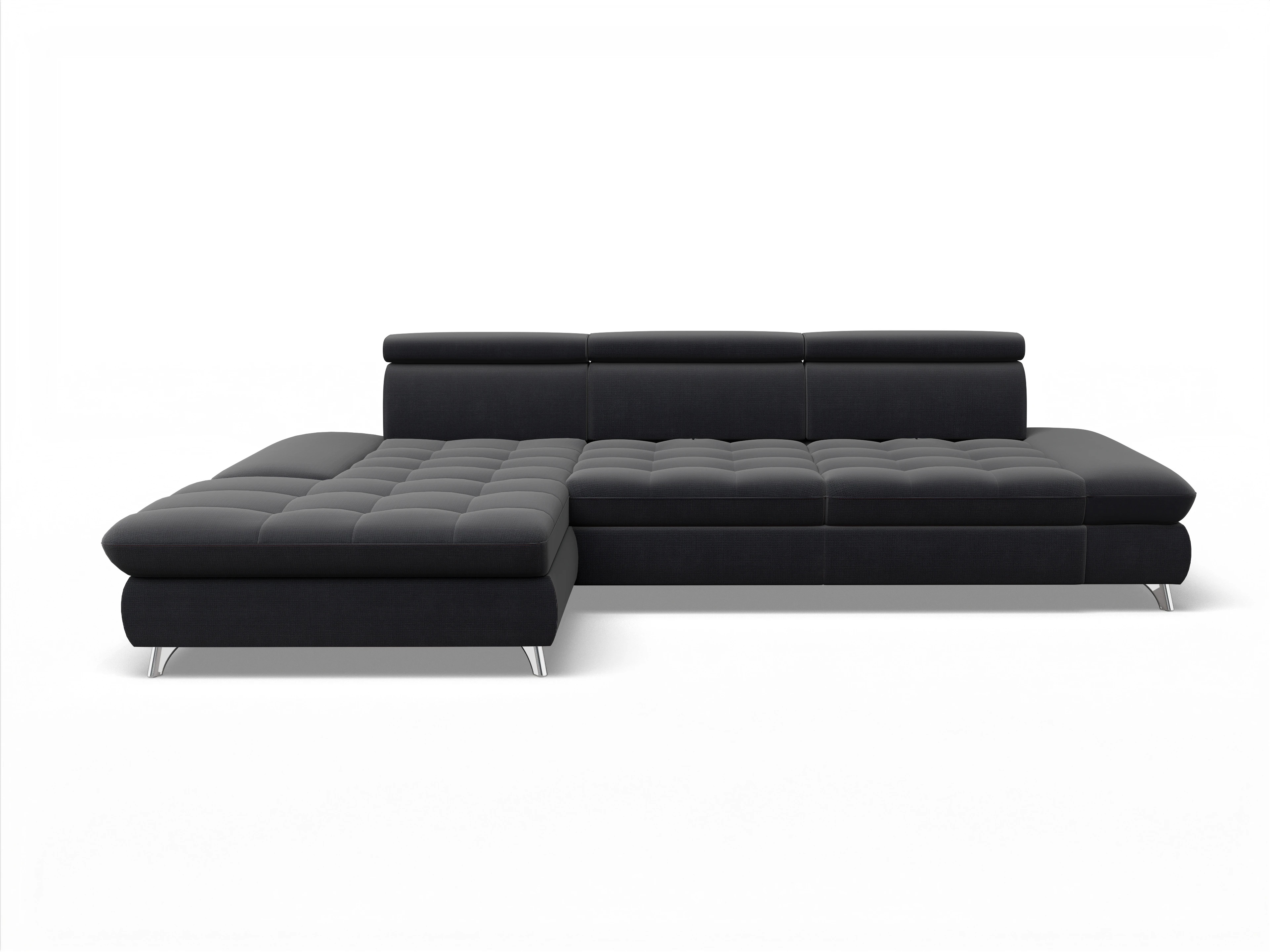 Ansicht des Produktes Memphis Stoff Ecksofa links Abschluss offen in Stoff Blau
