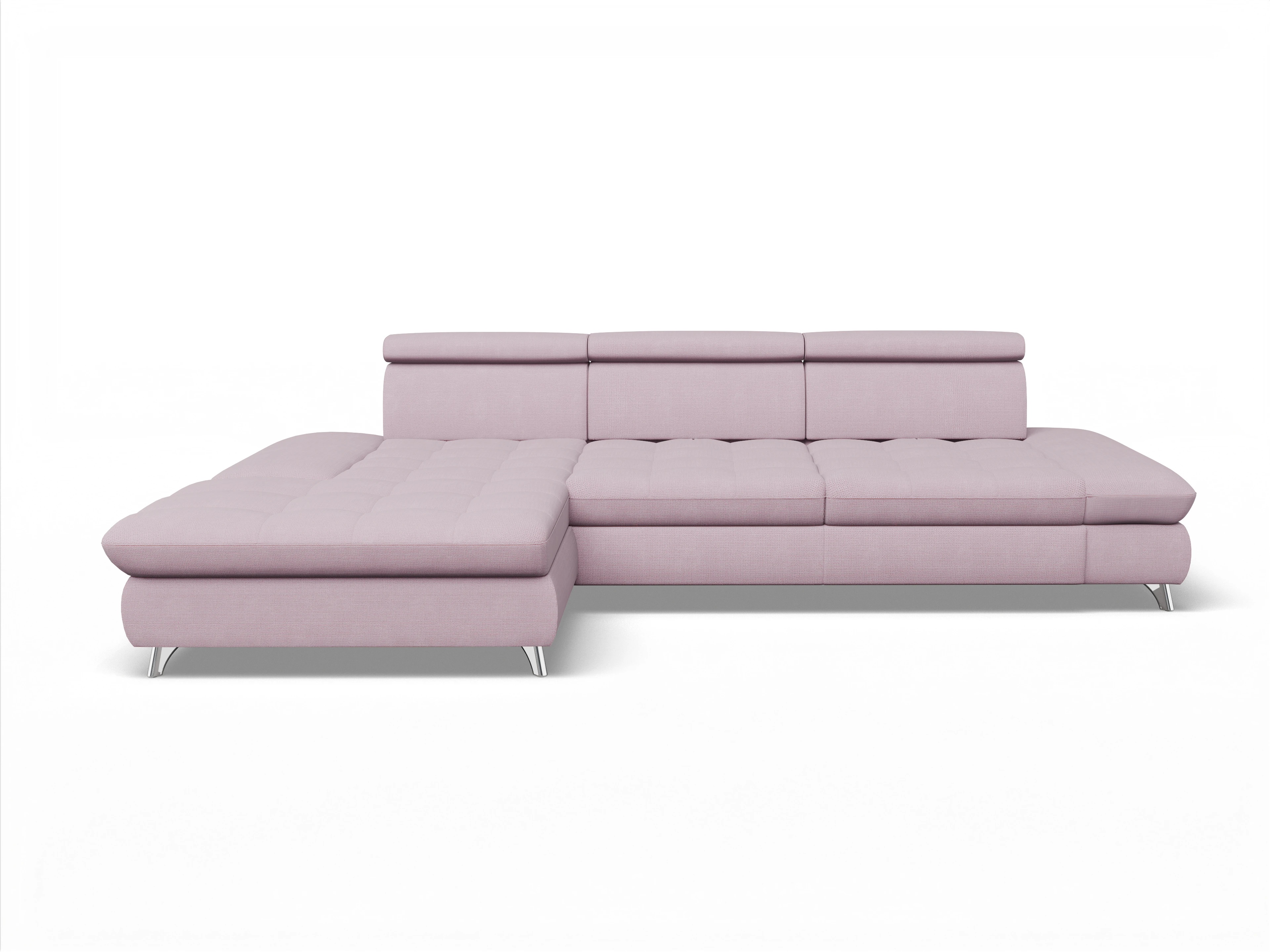 Ansicht des Produktes Memphis Stoff Ecksofa links Abschluss offen in Stoff Rosa