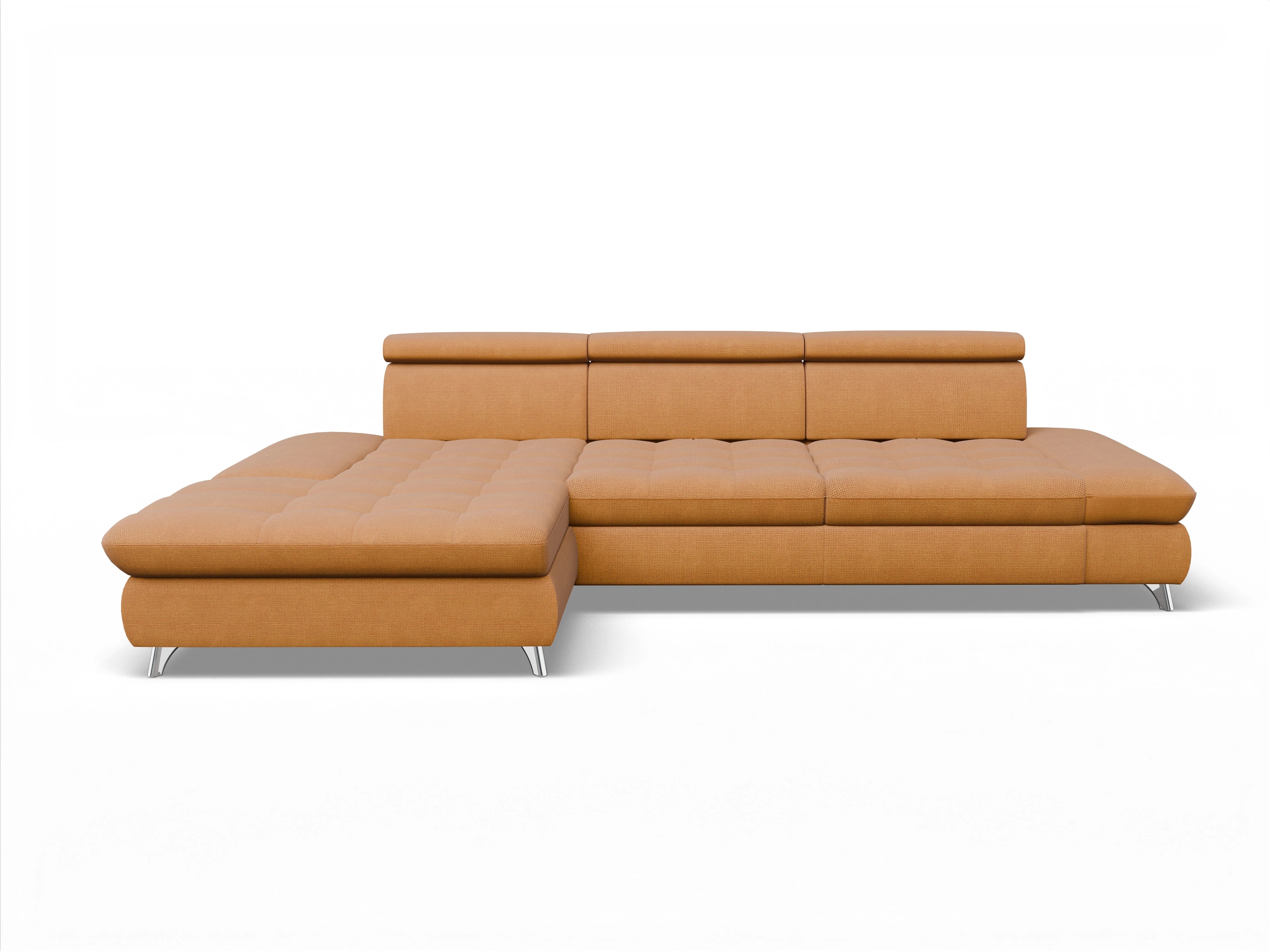 Ansicht des Produktes Memphis Stoff Ecksofa links Abschluss offen in Stoff Gelb