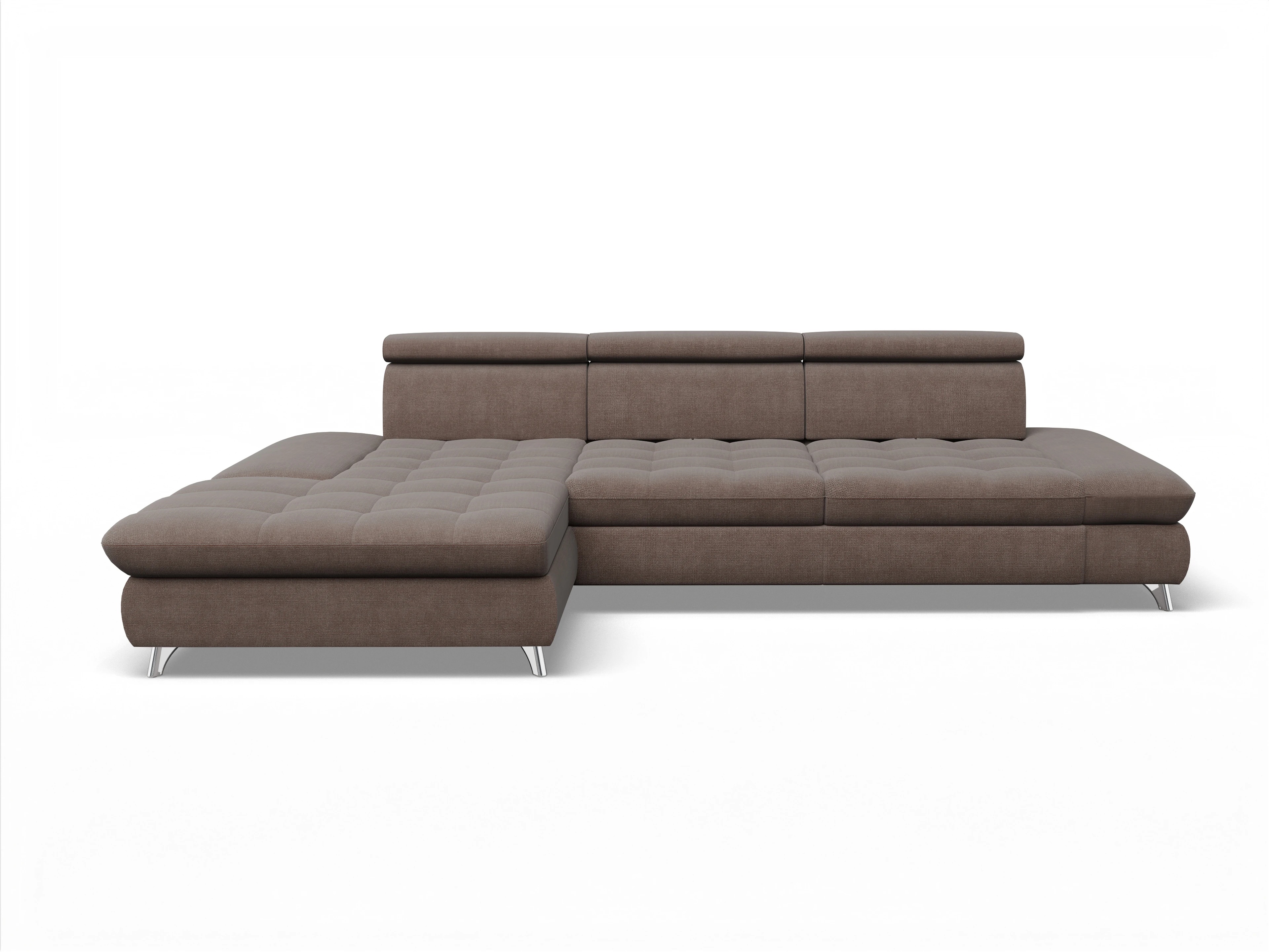 Ansicht des Produktes Memphis Stoff Ecksofa links Abschluss offen in Stoff Grau