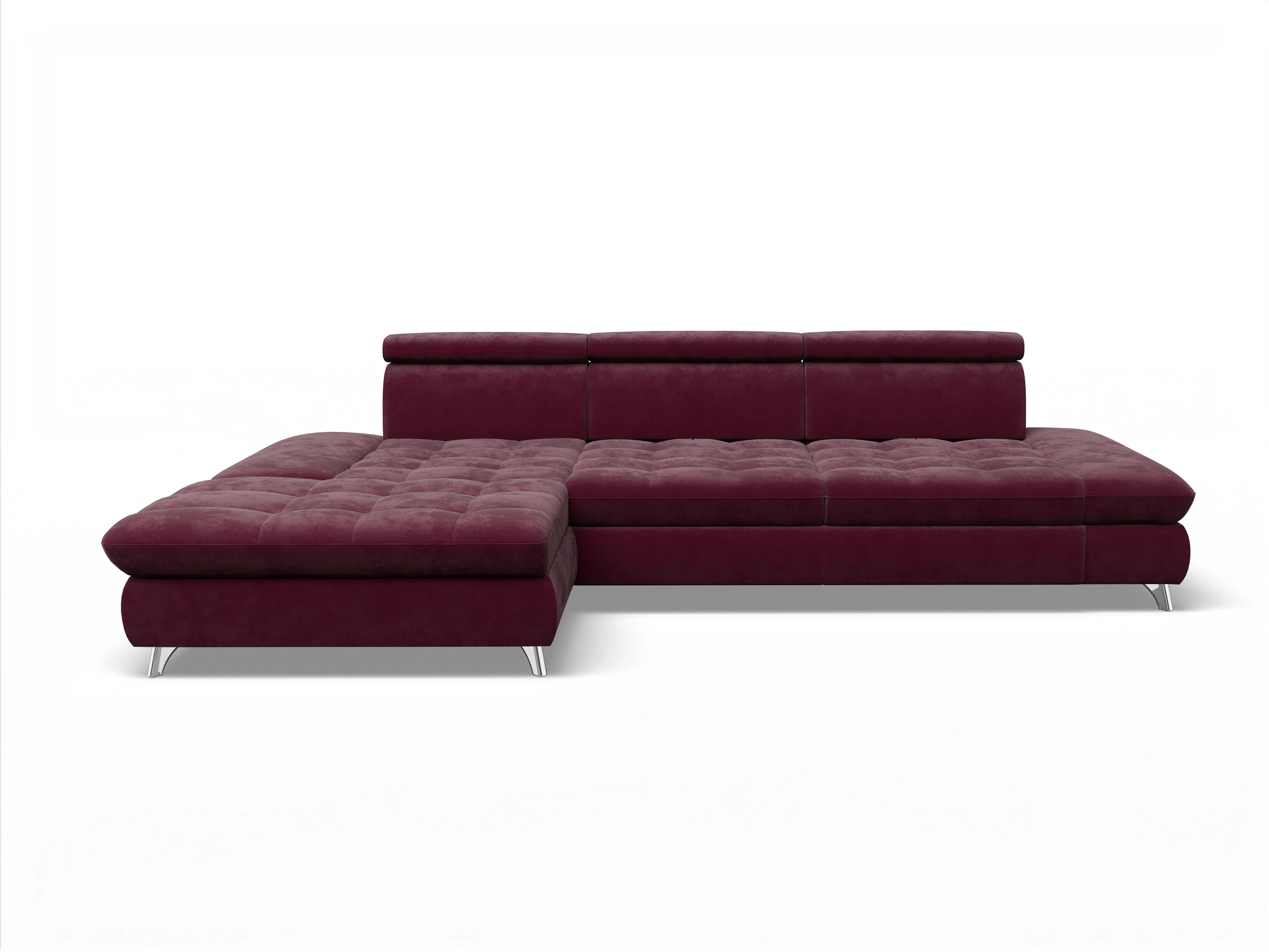 Ansicht des Produktes Memphis Stoff Ecksofa links Abschluss offen in Stoff Rot