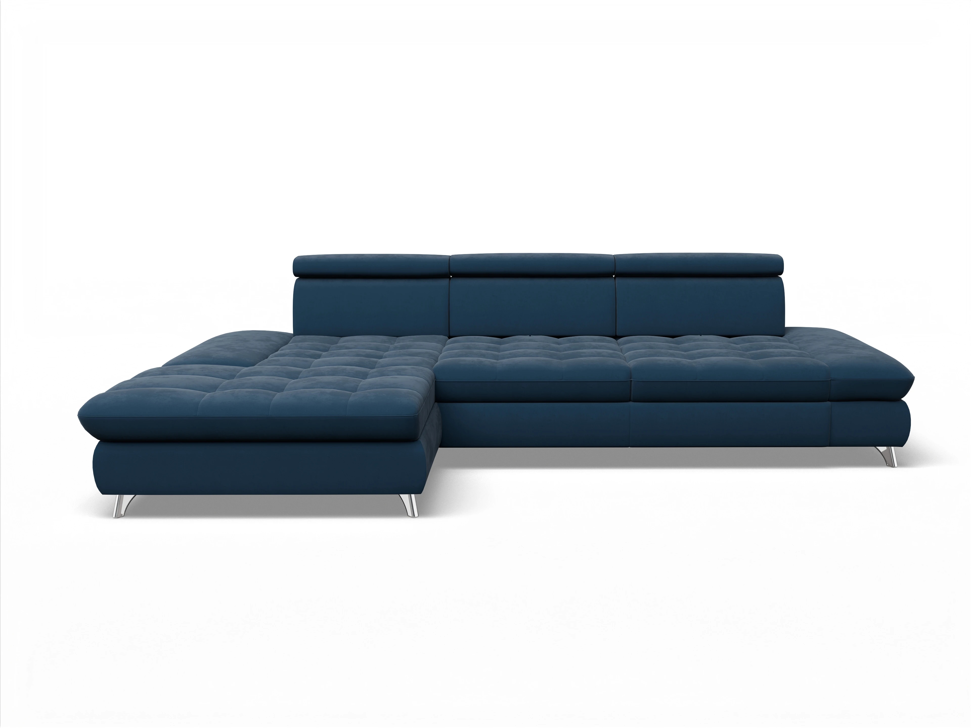 Ansicht des Produktes Memphis Stoff Ecksofa links Abschluss offen in Stoff Blau